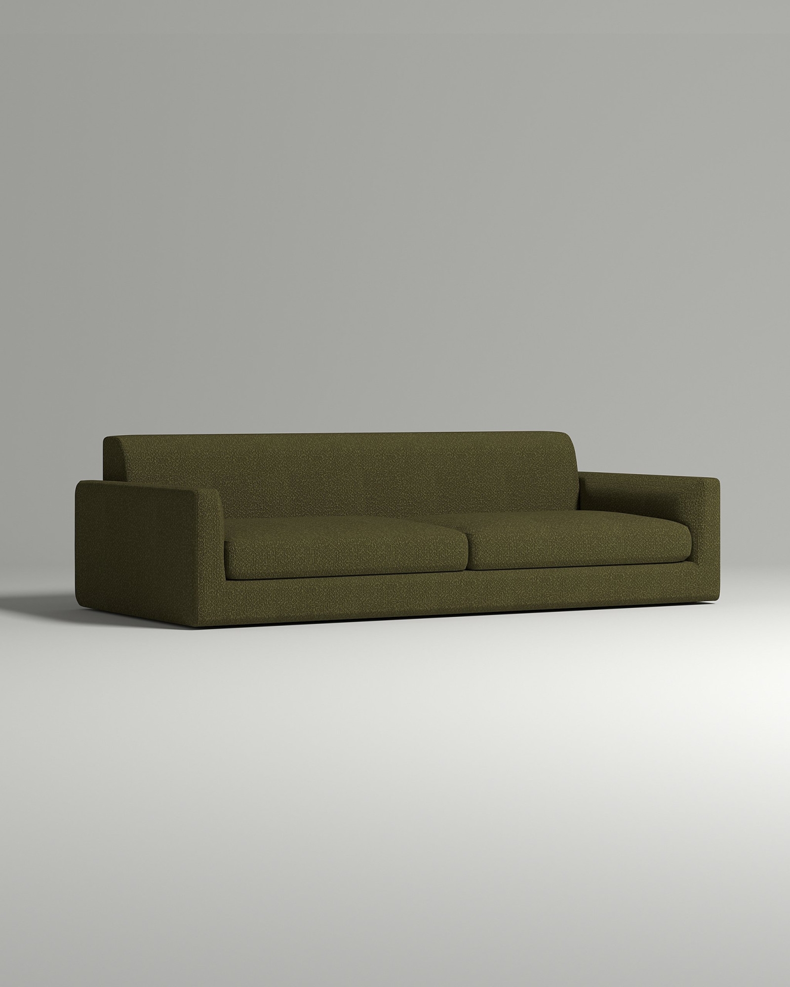 Стильный прямой диван Smooth. Материал: Букле. Цвет: Зеленый