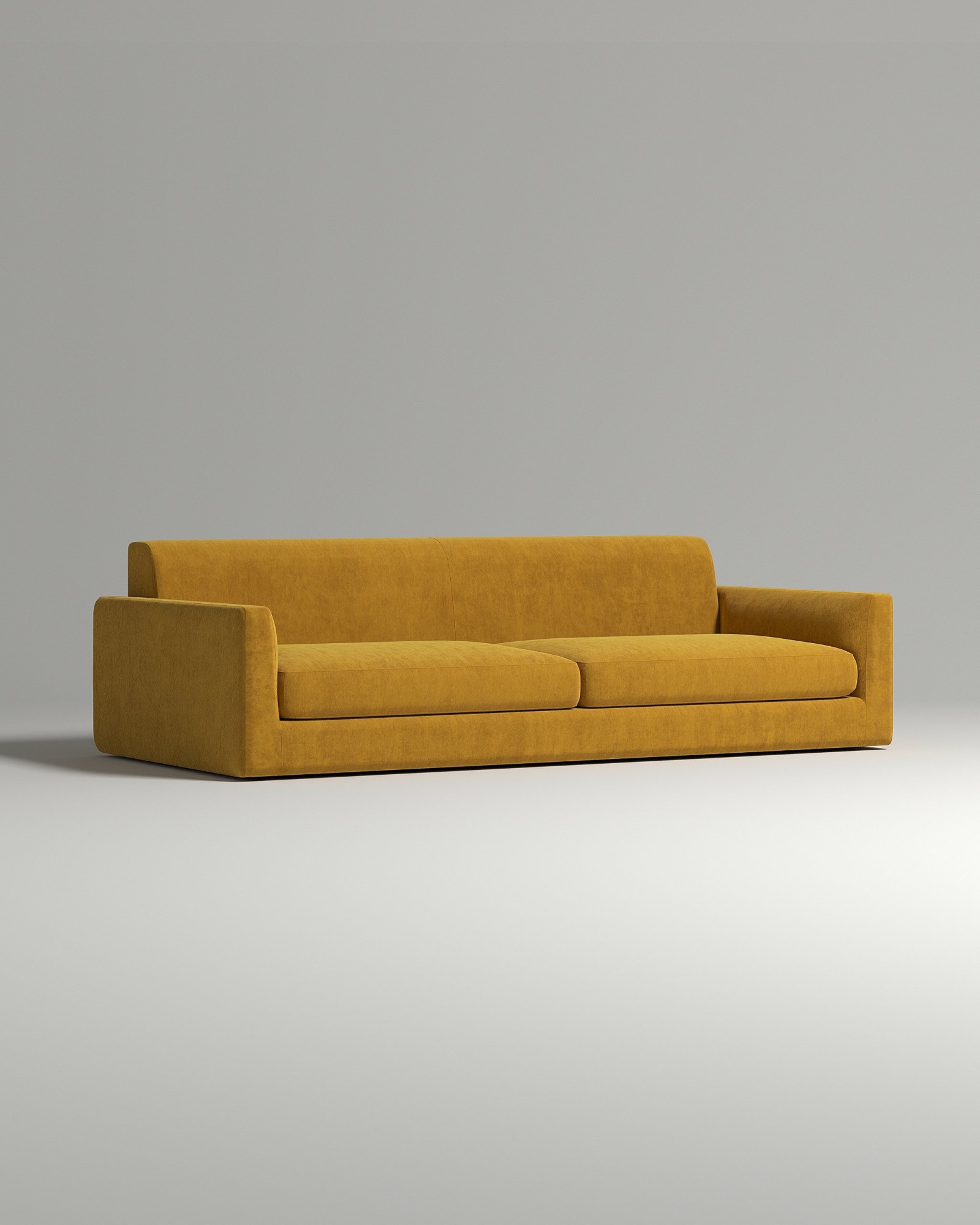 Стильный прямой диван Smooth. Материал: Искусственная замша. Цвет: Горчичный