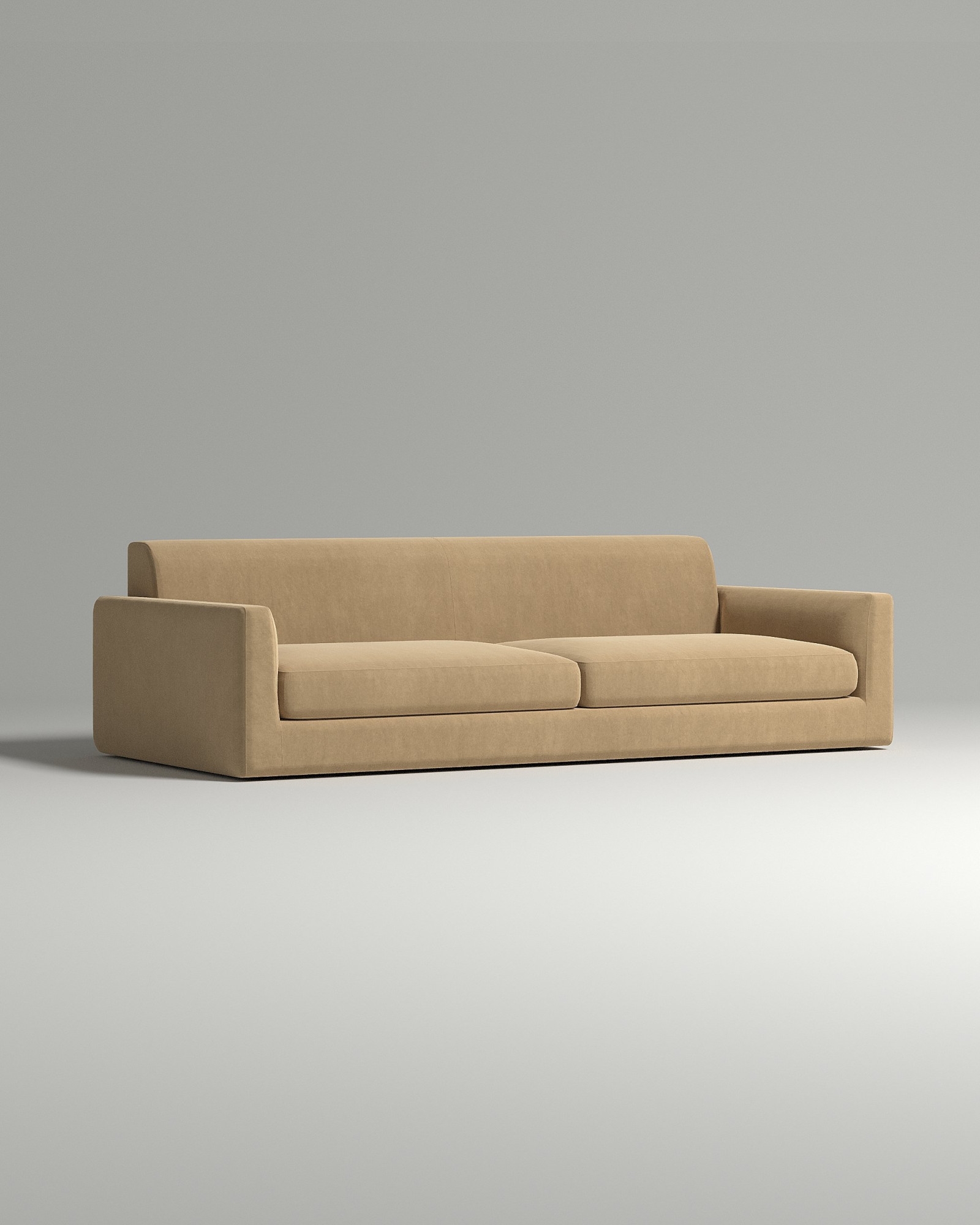 Стильный прямой диван Smooth. Материал: Велюр. Цвет: Бежевый