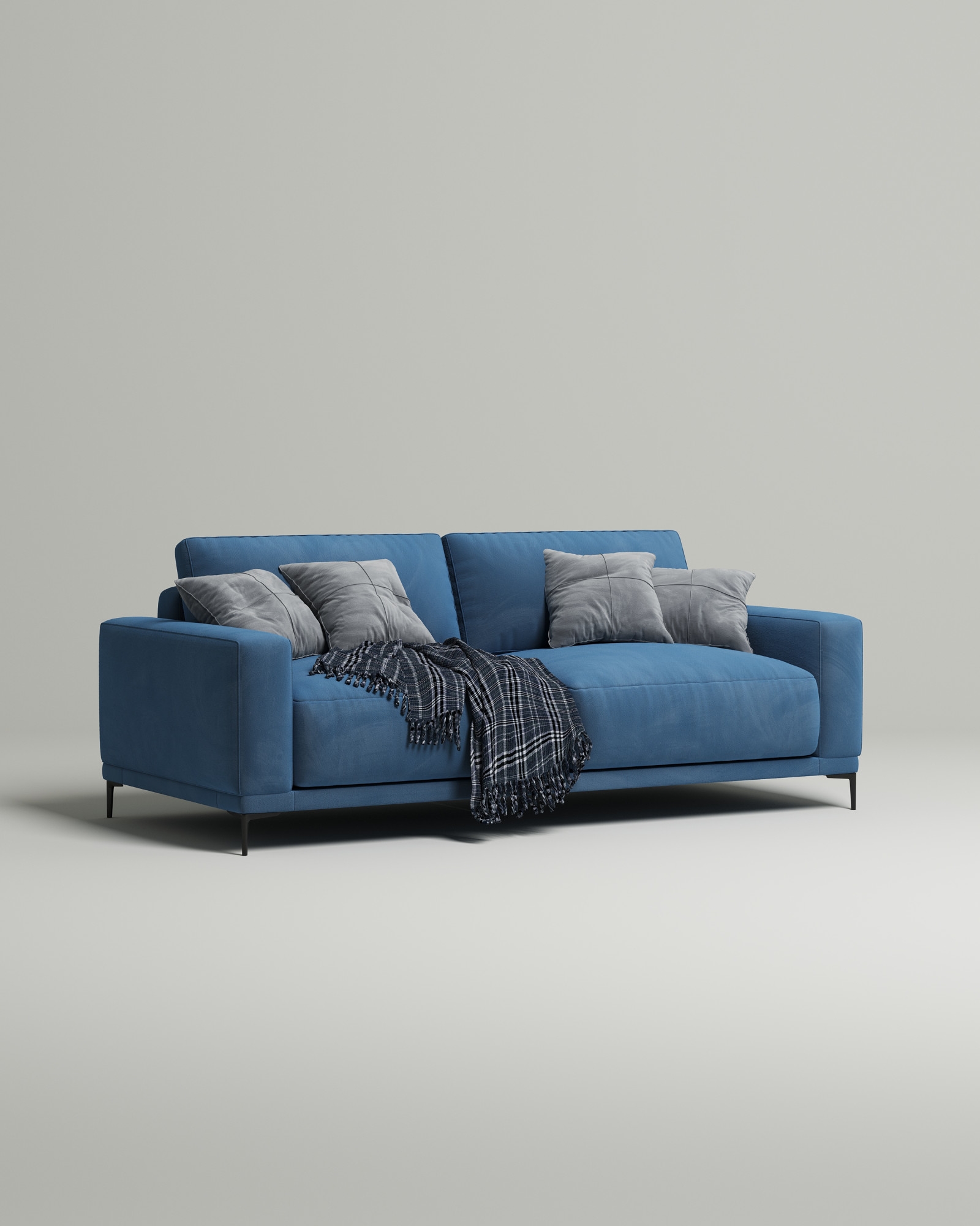 Стильный прямой диван Osnen. Материал: Велюр. Цвет: Синий