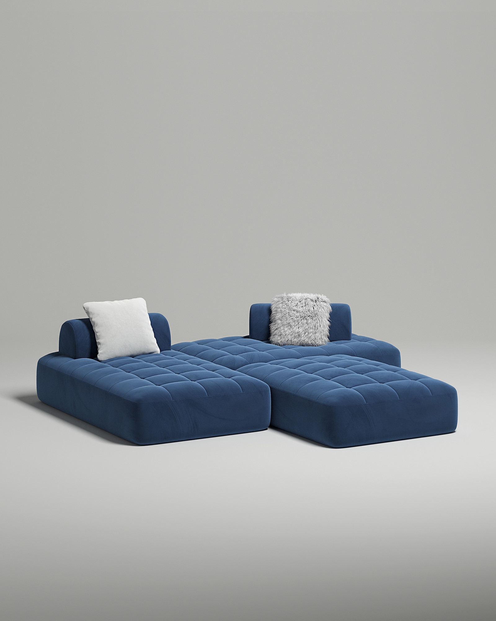 Стильный модульный диван Vandeman П-образный. Материал: Велюр. Цвет: Синий