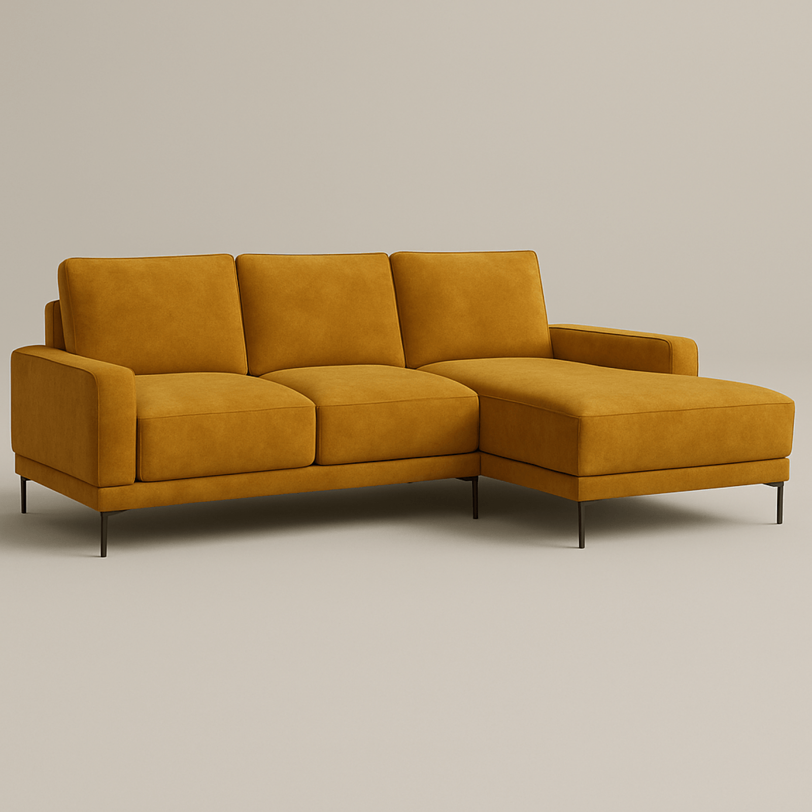 Стильный угловой диван Osnen угловой. Материал: Искусственная замша. Цвет: Горчичный