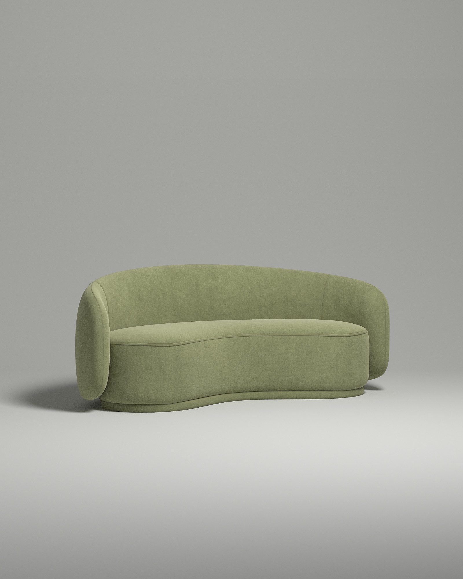 Стильный прямой диван Mellow. Материал: Велюр. Цвет: Зеленый