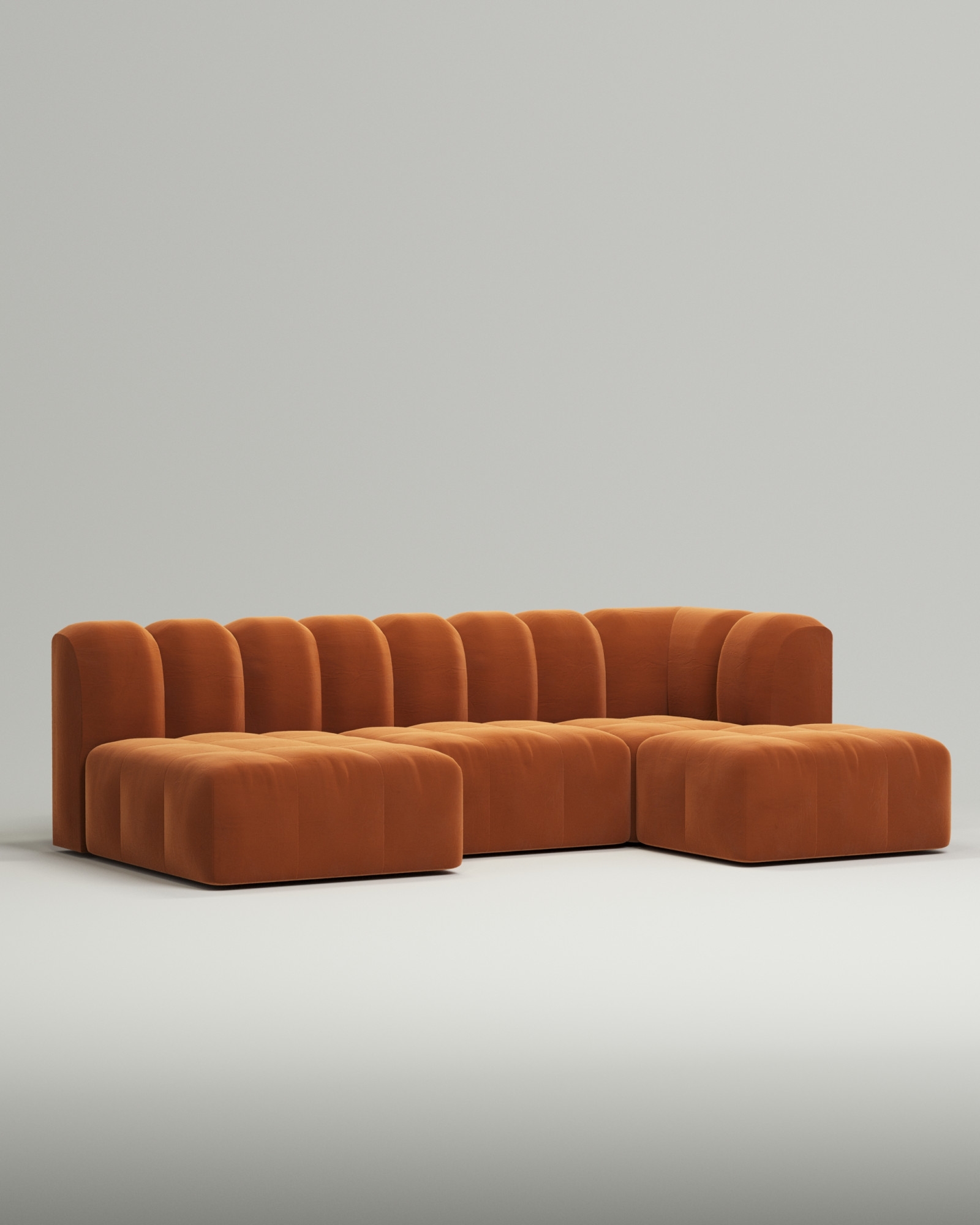 Стильный модульный диван Mortimer. Материал: Велюр. Цвет: Оранжевый