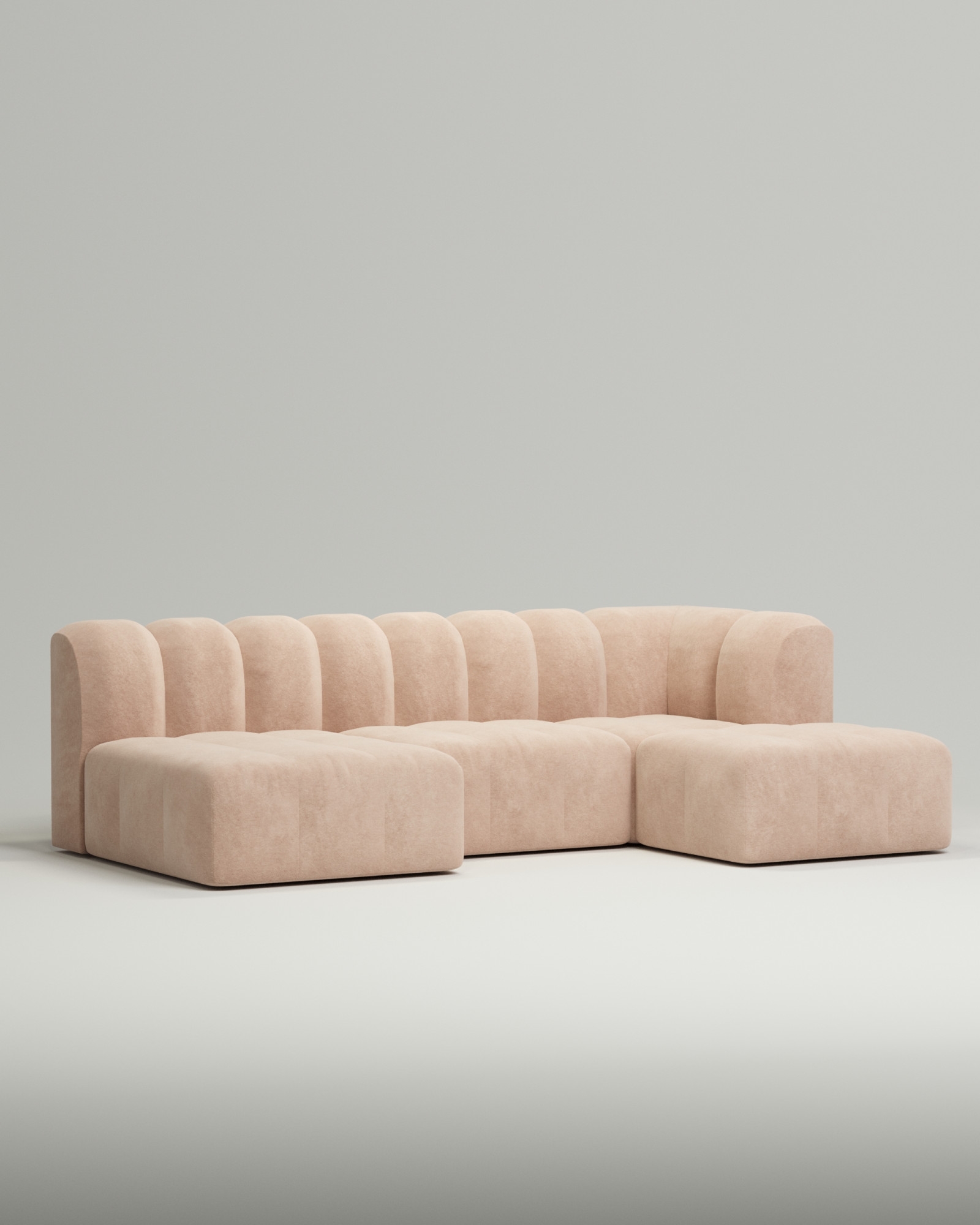 Стильный модульный диван Mortimer. Материал: Флок. Цвет: Розовый
