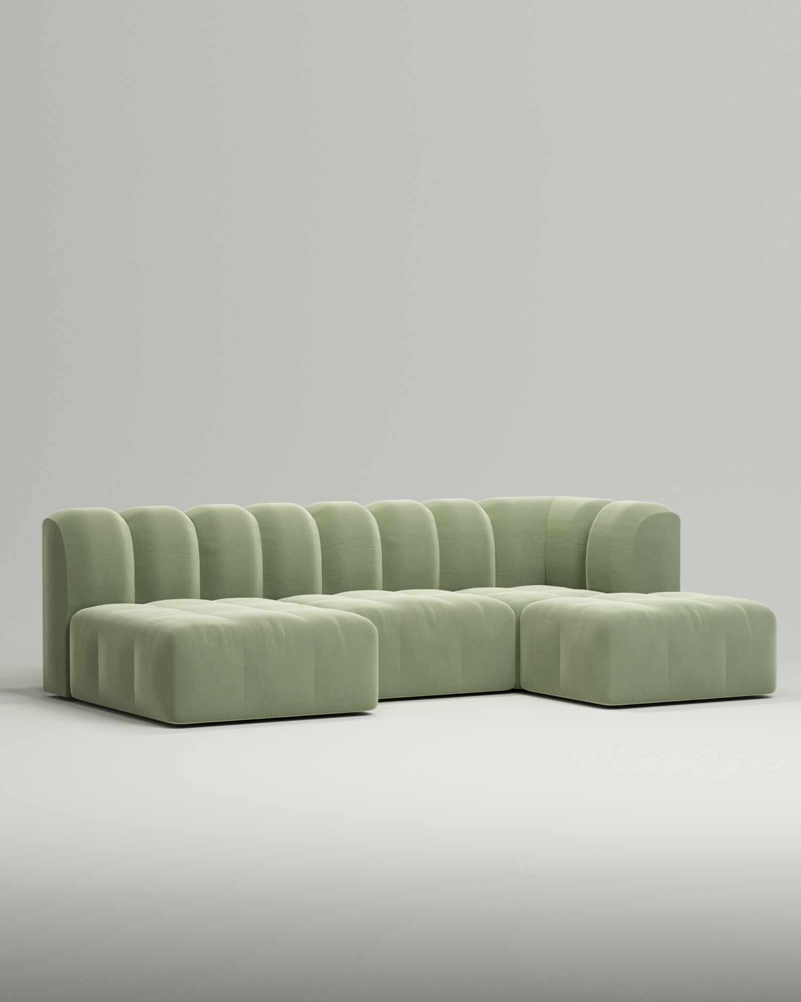 Стильный модульный диван Mortimer. Материал: Велюр. Цвет: Зеленый