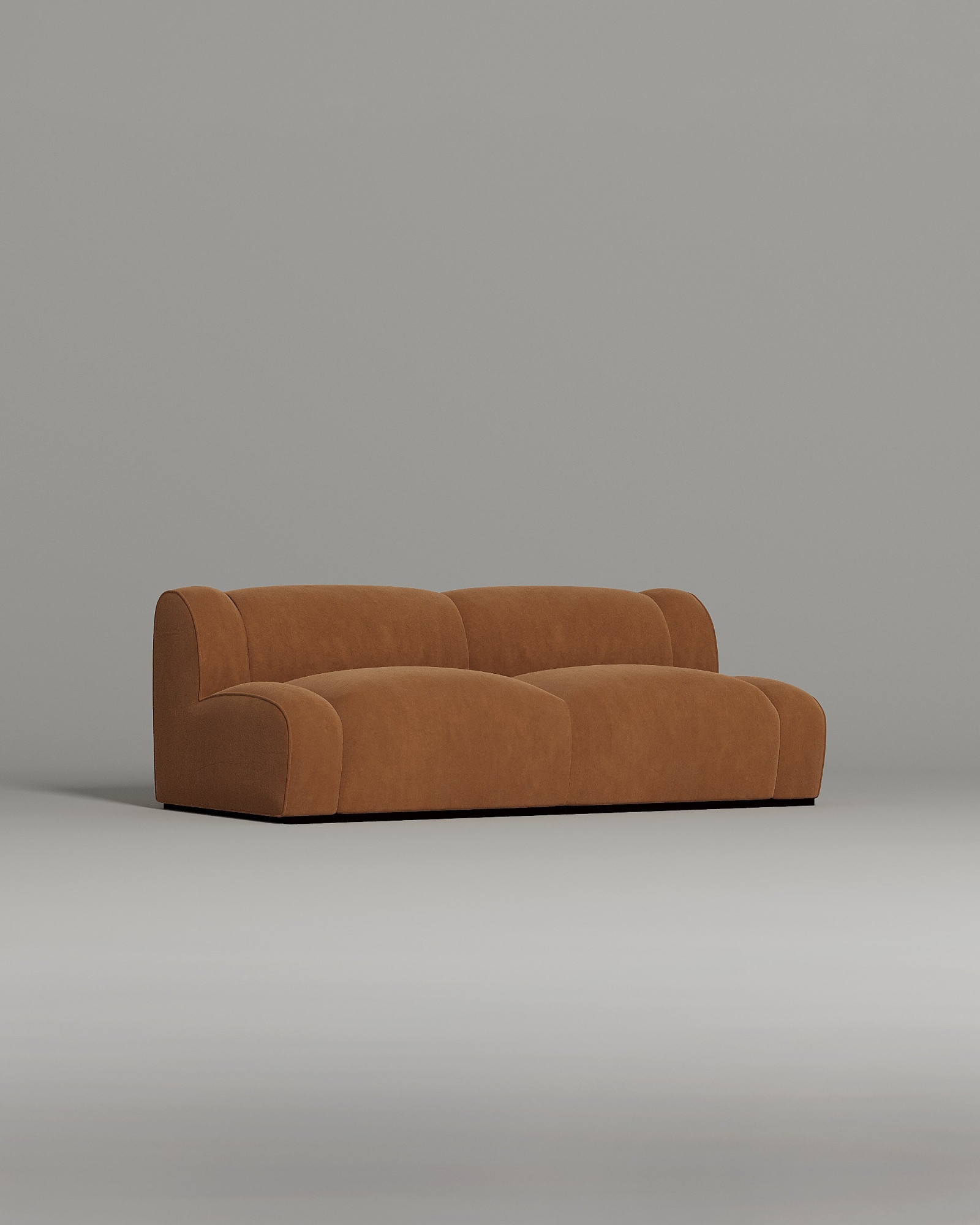 Стильный прямой диван Makon. Материал: Велюр. Цвет: Оранжевый