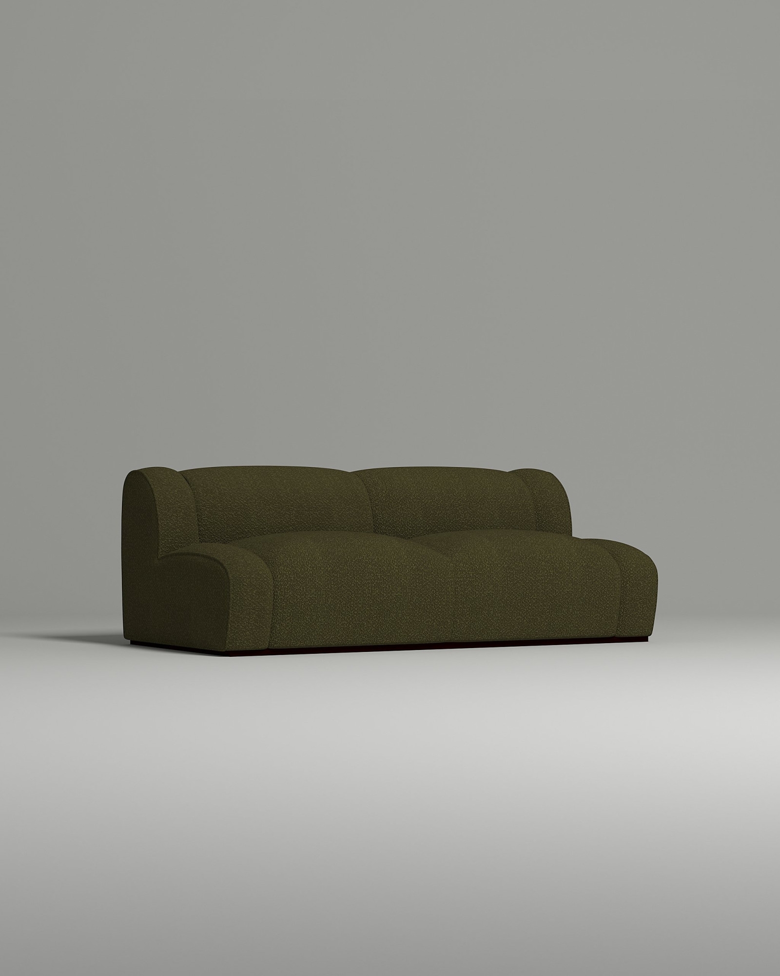 Стильный прямой диван Makon. Материал: Букле. Цвет: Зеленый