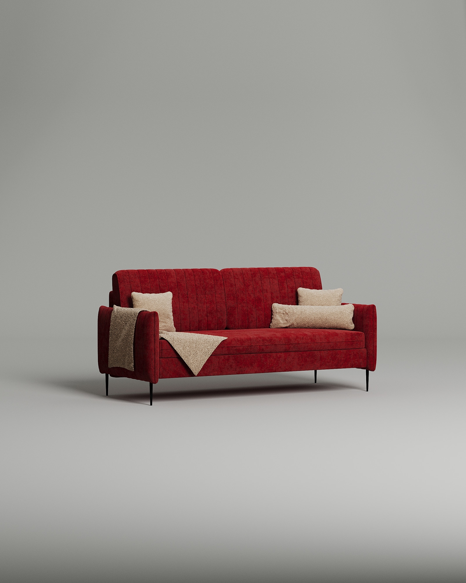 Стильный прямой диван Handy. Материал: Микровельвет. Цвет: Бордо