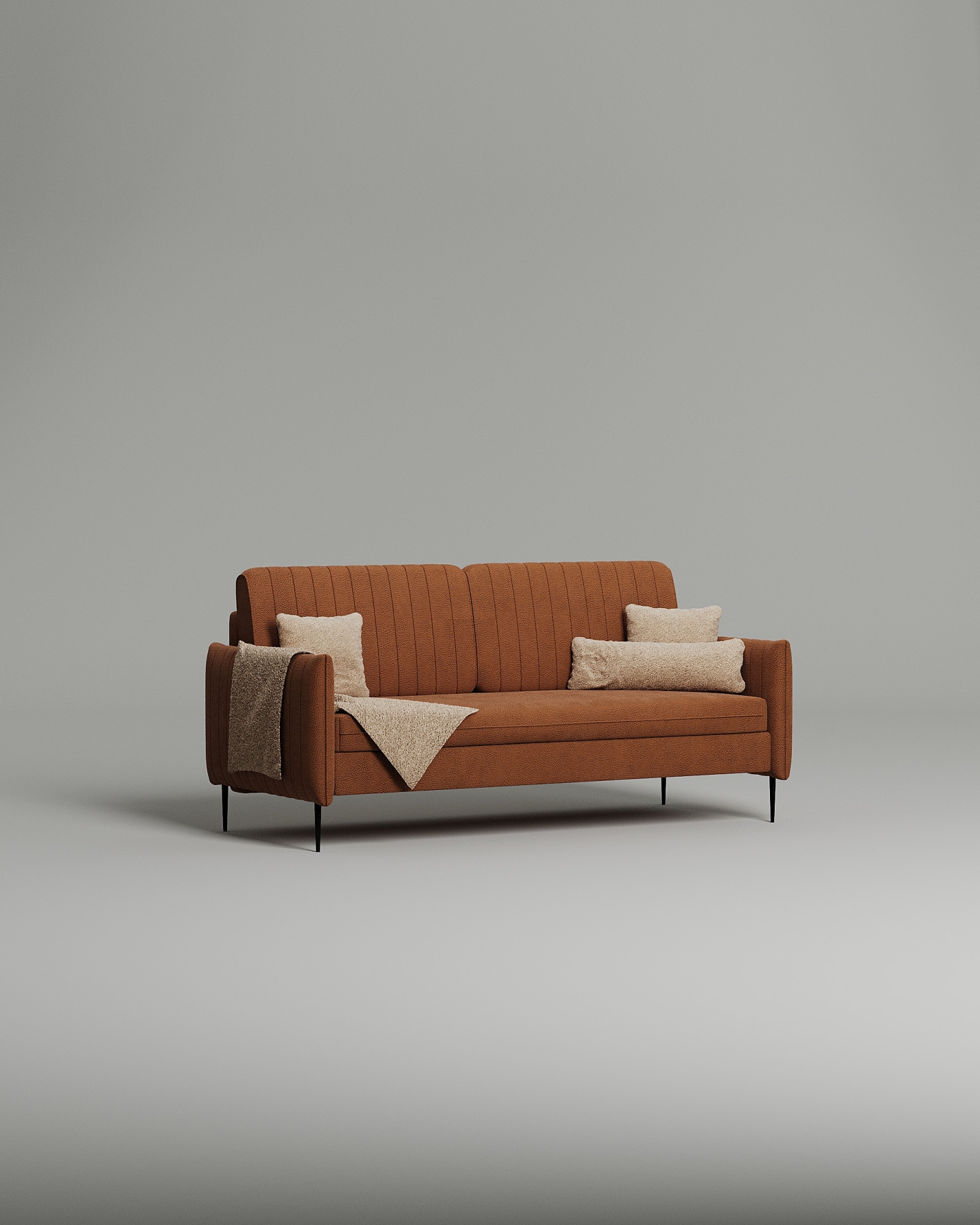 Стильный прямой диван Handy. Материал: Искусственная замша. Цвет: Оранжевый