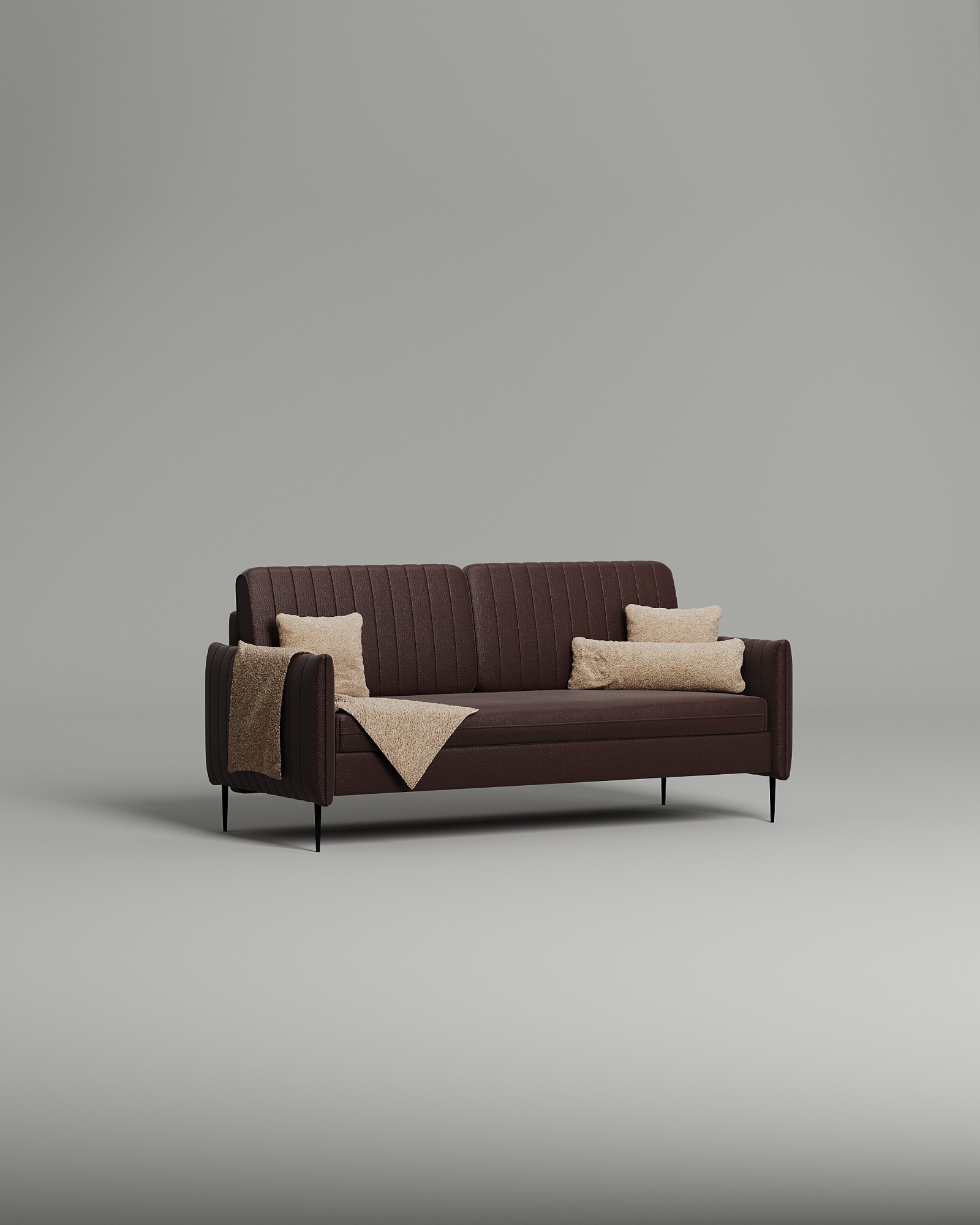 Стильный прямой диван Handy. Материал: Искусственная кожа. Цвет: Коричневый