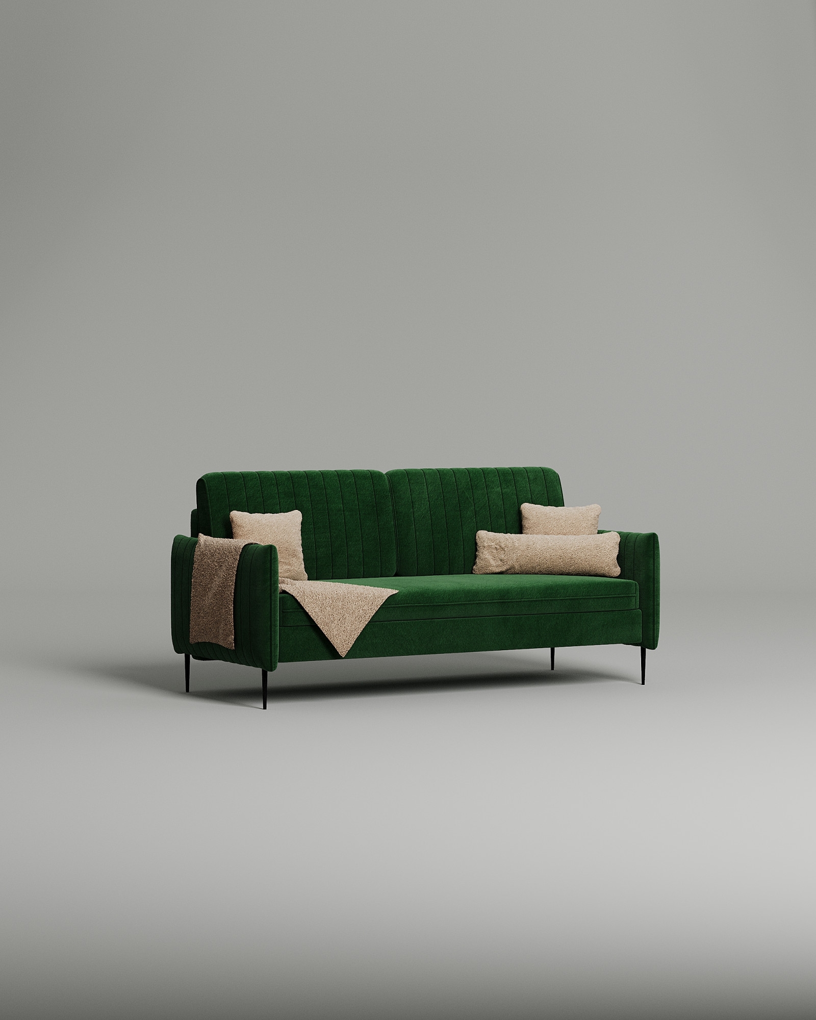 Стильный прямой диван Handy. Материал: Велюр. Цвет: Зеленый