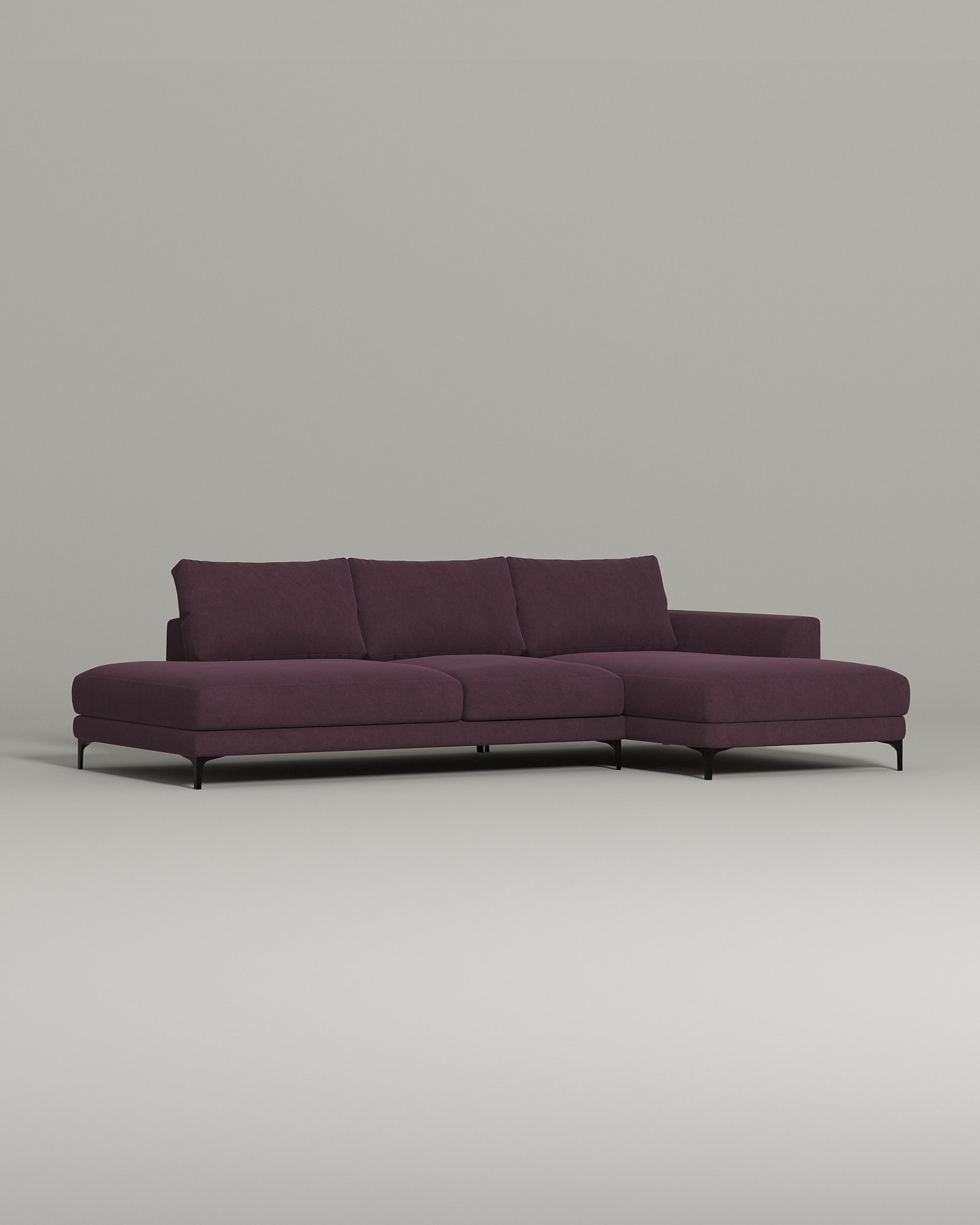 Стильный угловой диван Industrial. Материал: Велюр. Цвет: Фиолетовый