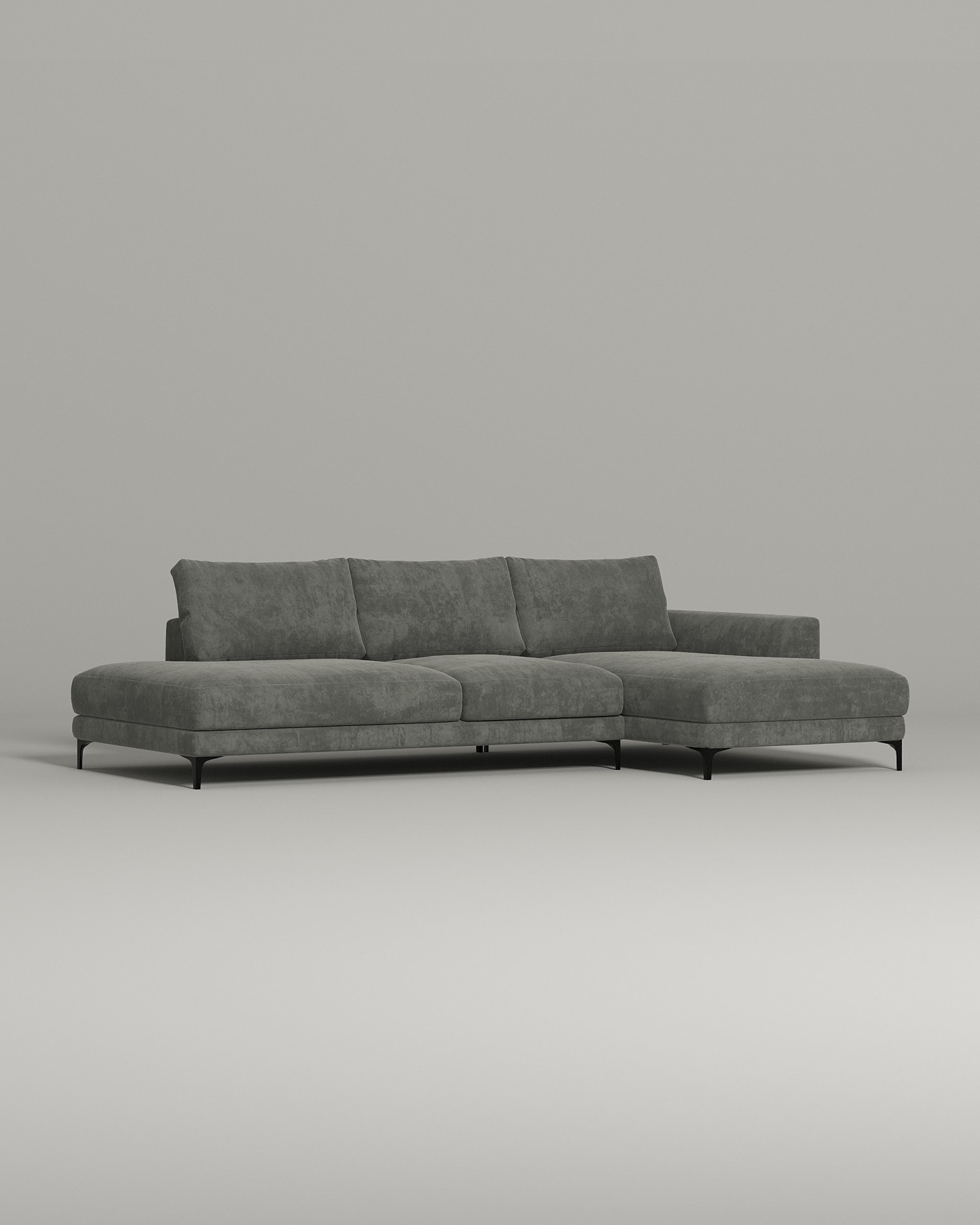 Стильный угловой диван Industrial. Материал: Флок. Цвет: Серый