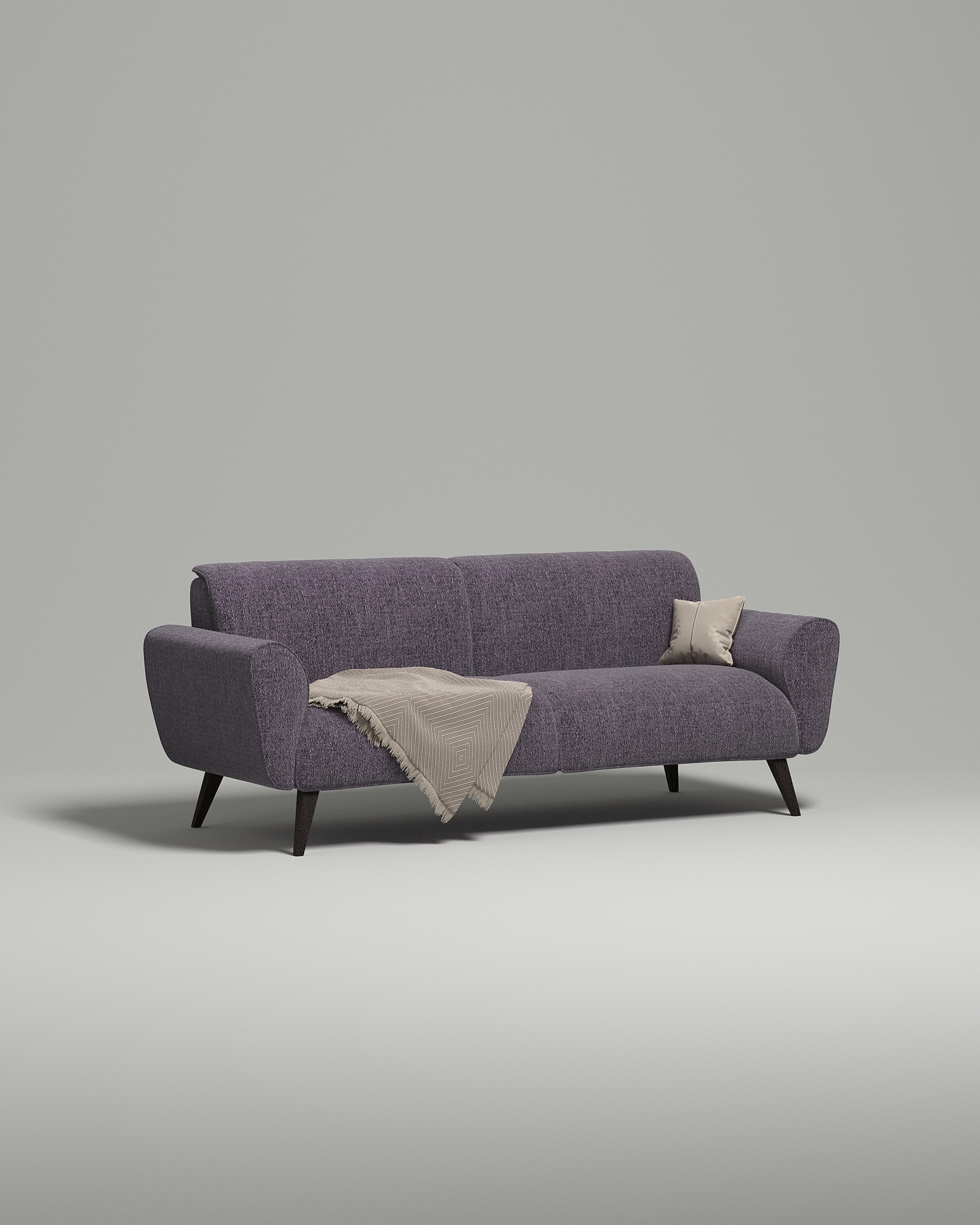 Стильный прямой диван Nillsen. Материал: рогожка. Цвет: Фиолетовый