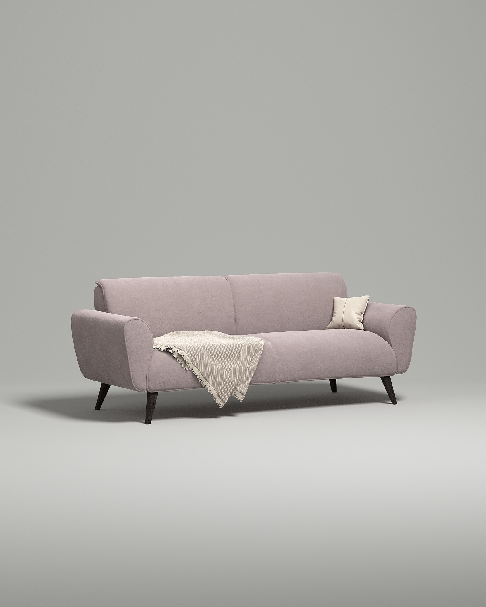 Стильный прямой диван Nillsen. Материал: Велюр. Цвет: Розовый