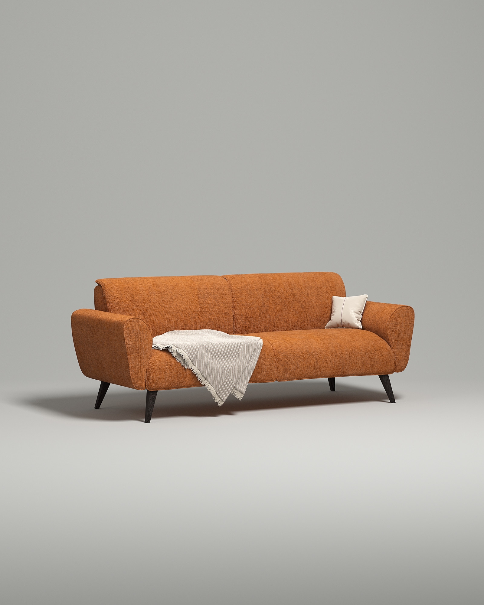 Стильный прямой диван Nillsen. Материал: Микровельвет. Цвет: Оранжевый