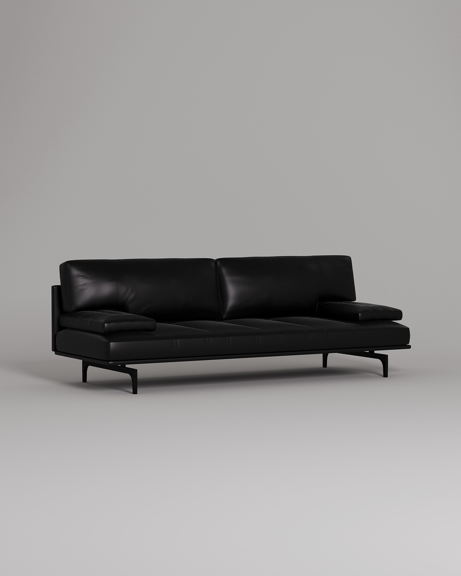 Стильный прямой диван Visby. Материал: Искусственная кожа. Цвет: Черный