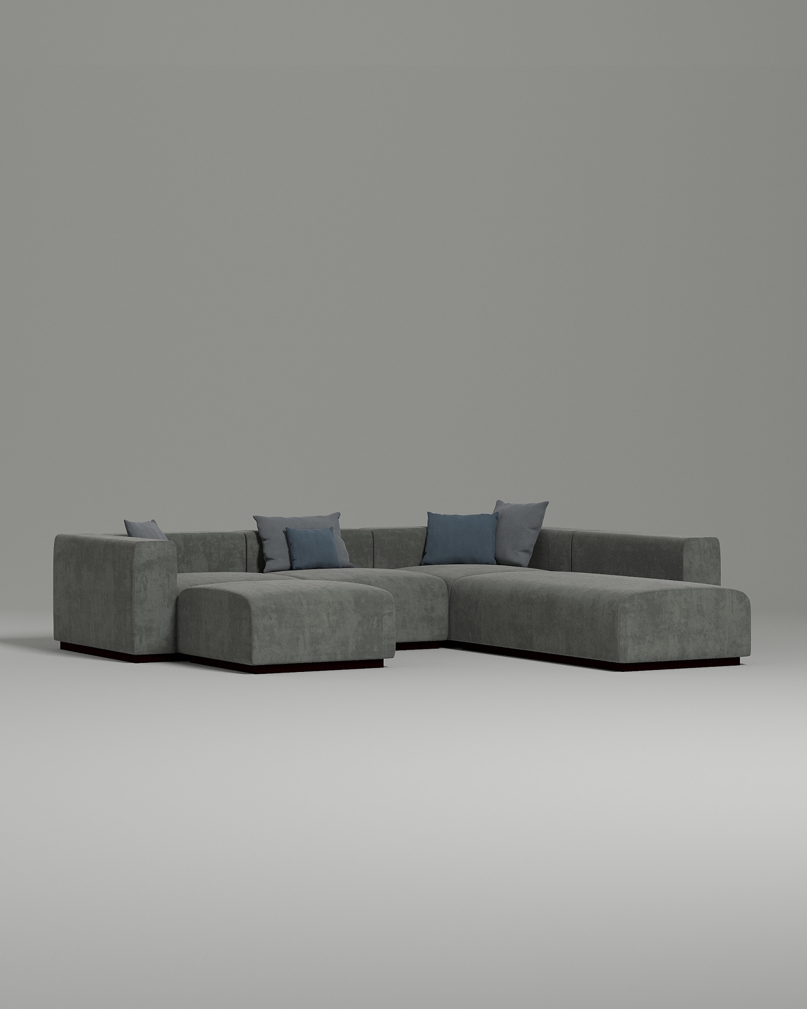 Стильный модульный диван Ronny модульный. Материал: Флок. Цвет: Серый