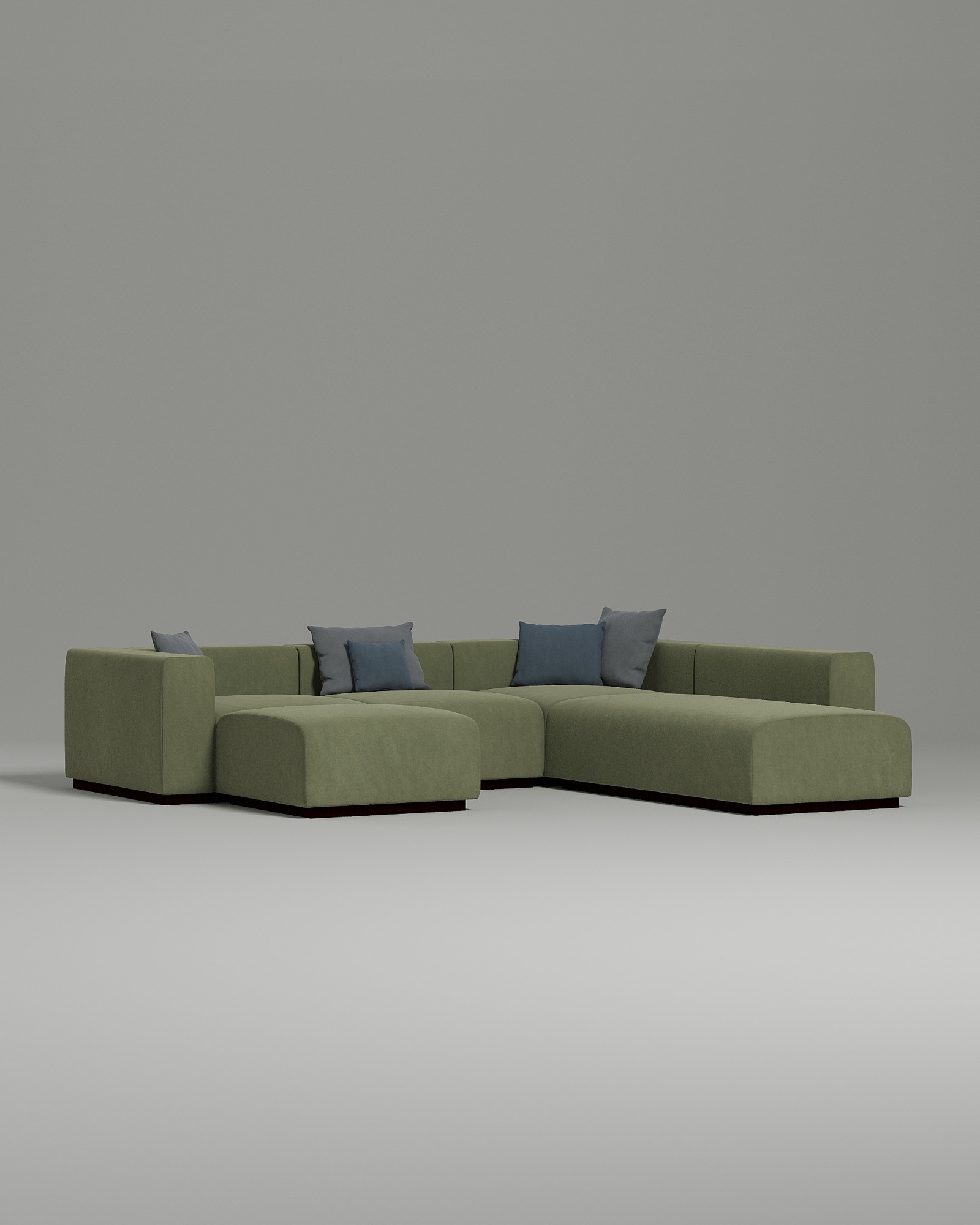 Стильный модульный диван Ronny модульный. Материал: Велюр. Цвет: Зеленый