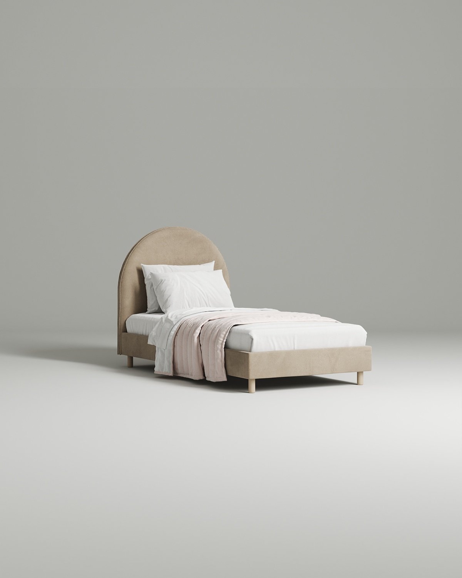 Кровать Bordo под матрас 90x200 с мягким изголовьем без ящика для белья. Материал: велюр - Velutto 05