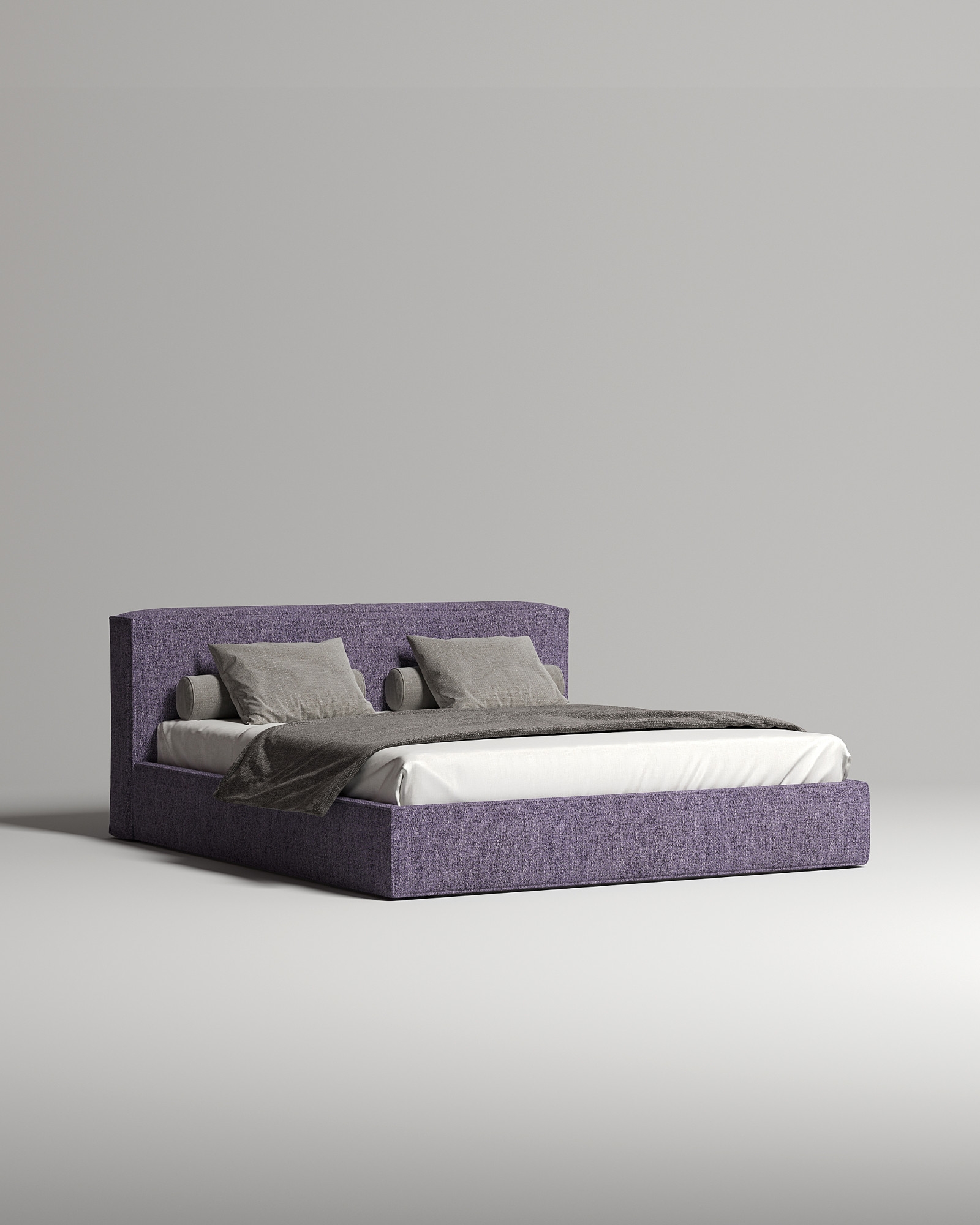 Кровать Hedda под матрас 200x200 с мягким изголовьем и ящиком для хранения белья. Материал: рогожка - Mys 886