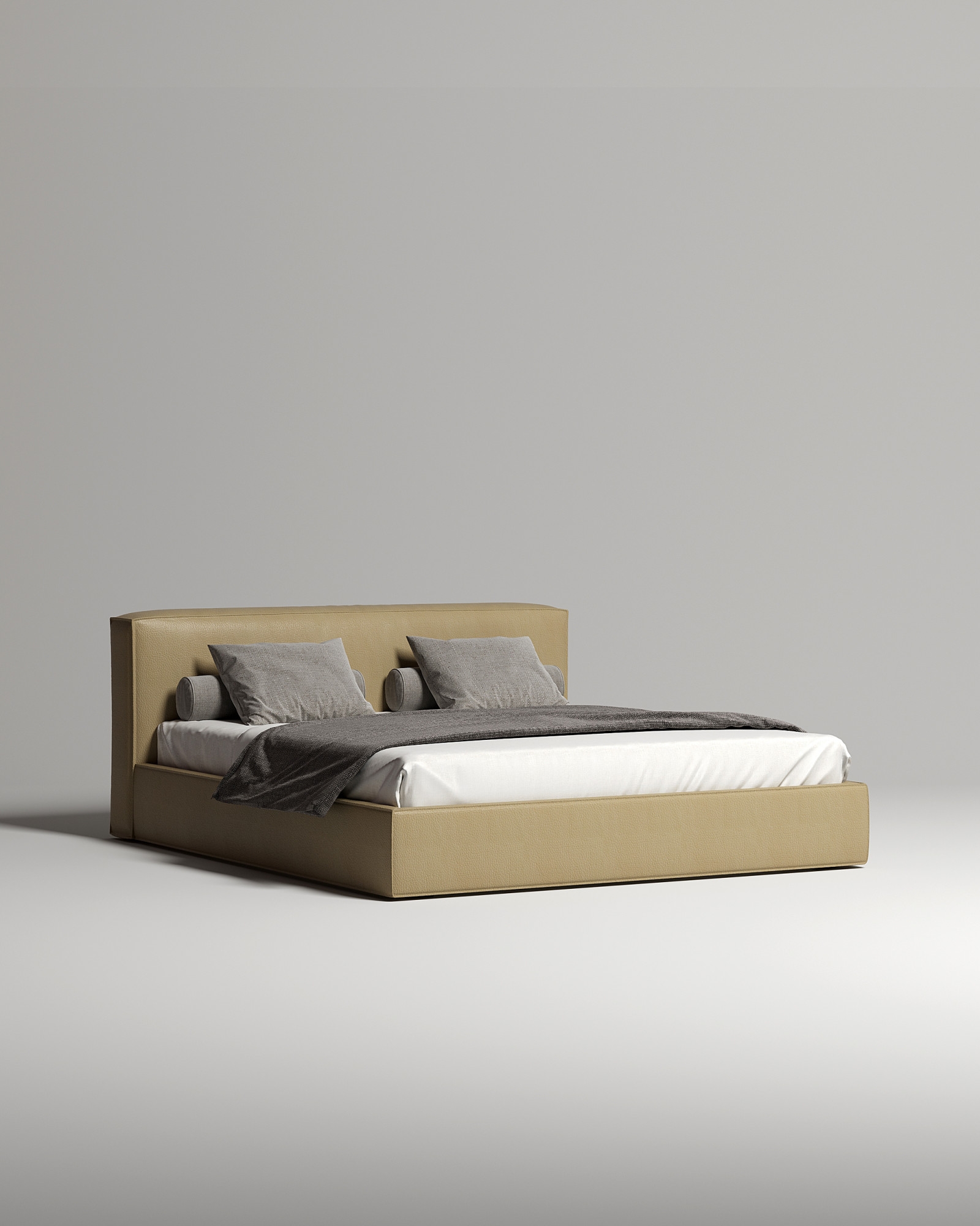 Кровать Hedda под матрас 160x200 с мягким изголовьем и ящиком для хранения белья. Материал: искусственная кожа - Oregon 02