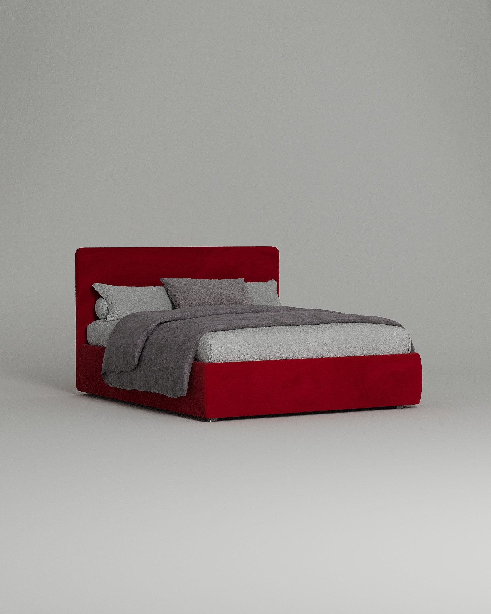 Кровать Oksitania под матрас 160x200 с мягким изголовьем и ящиком для хранения белья. Материал: велюр - Premier 14