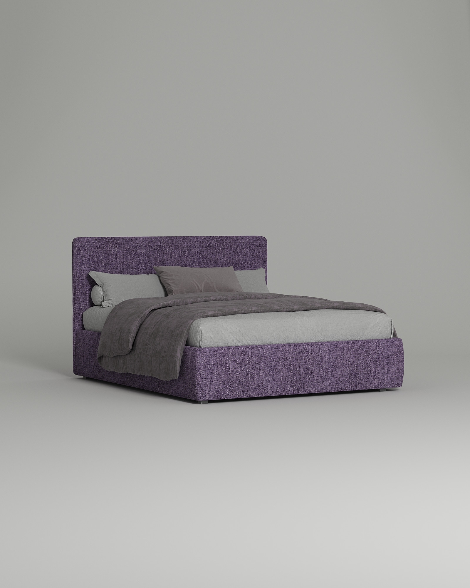 Кровать Oksitania под матрас 160x200 с мягким изголовьем и ящиком для хранения белья. Материал: рогожка - Mys 886