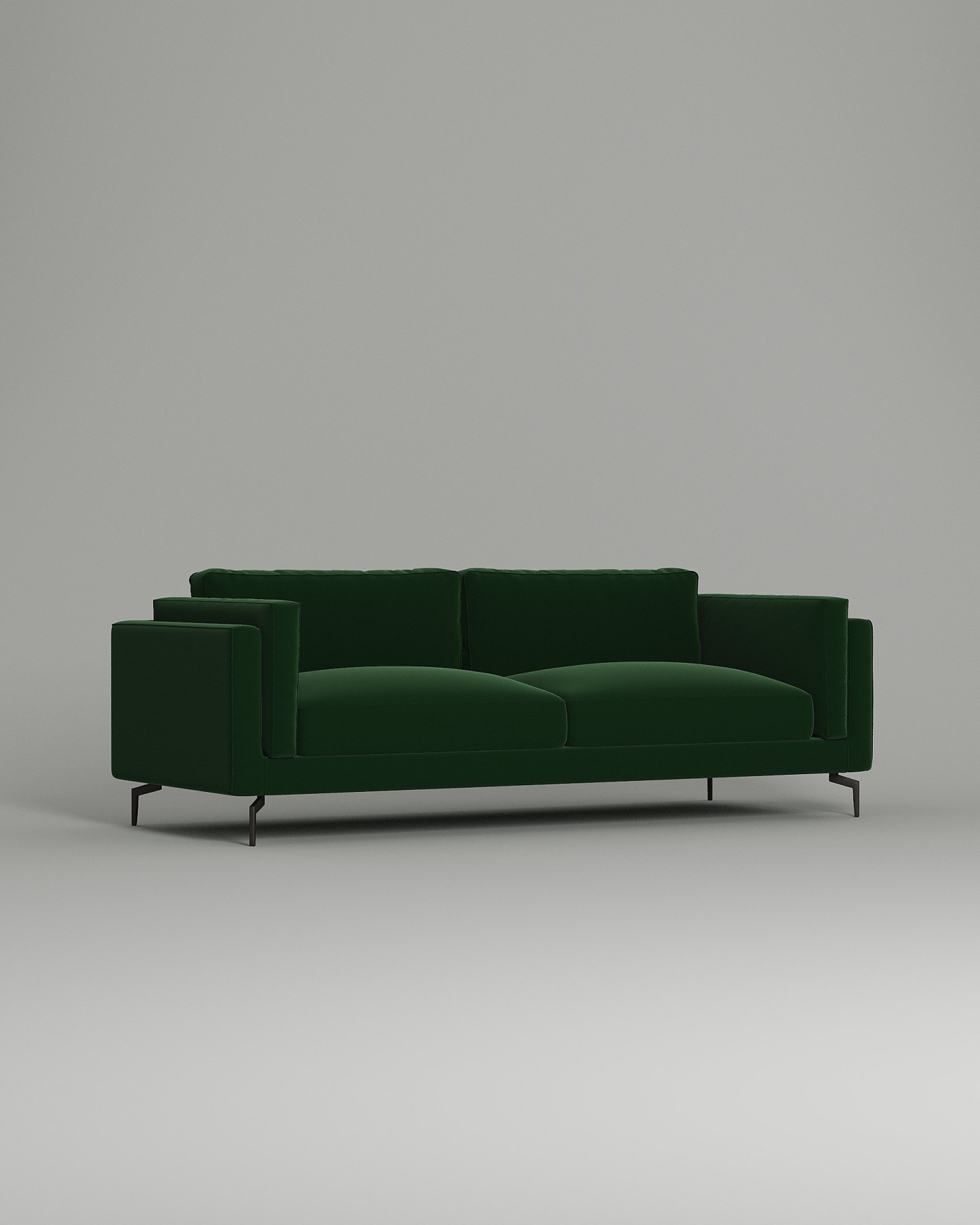 Стильный прямой диван Fosse. Материал: Велюр. Цвет: Зеленый