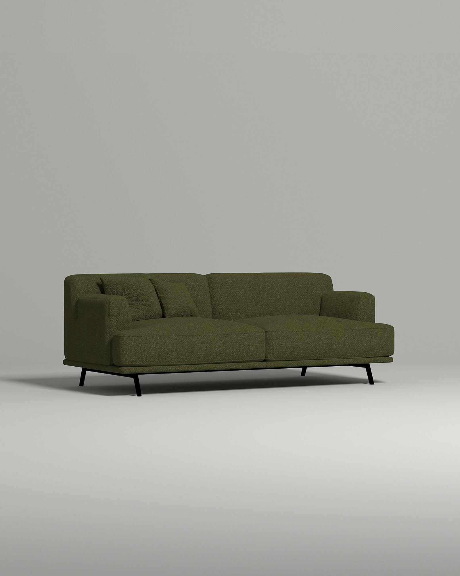 Стильный прямой диван Redon. Материал: Букле. Цвет: Зеленый