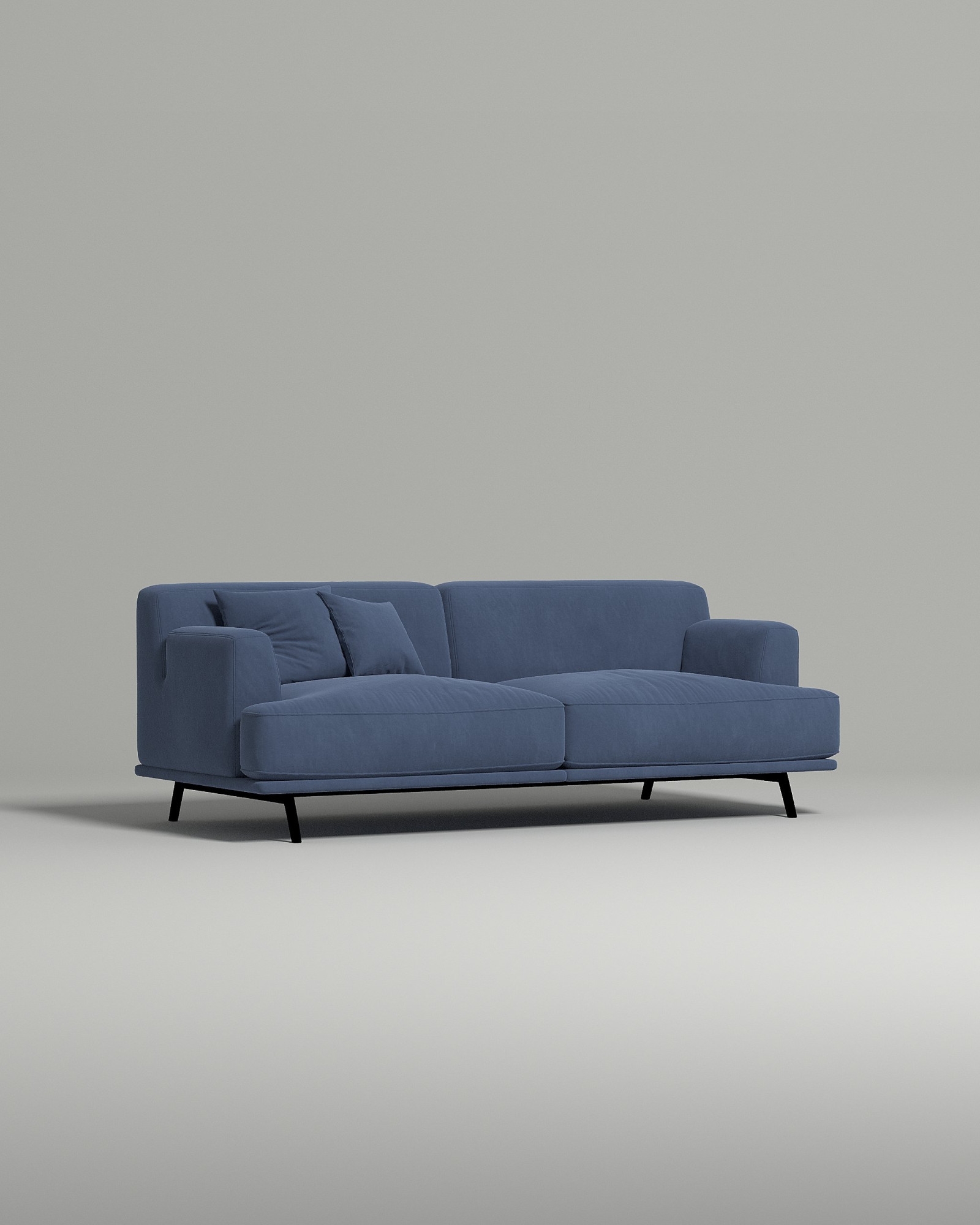 Стильный прямой диван Redon. Материал: Велюр. Цвет: Голубой