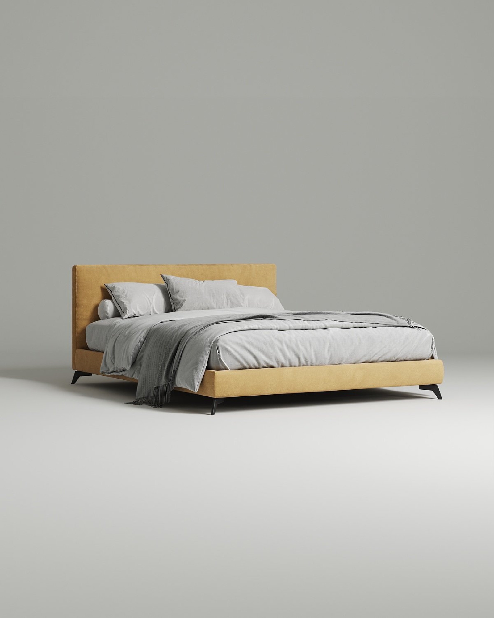 Кровать Mogen под матрас 200x200 с мягким изголовьем без ящика для белья. Материал: велюр - Velutto 57