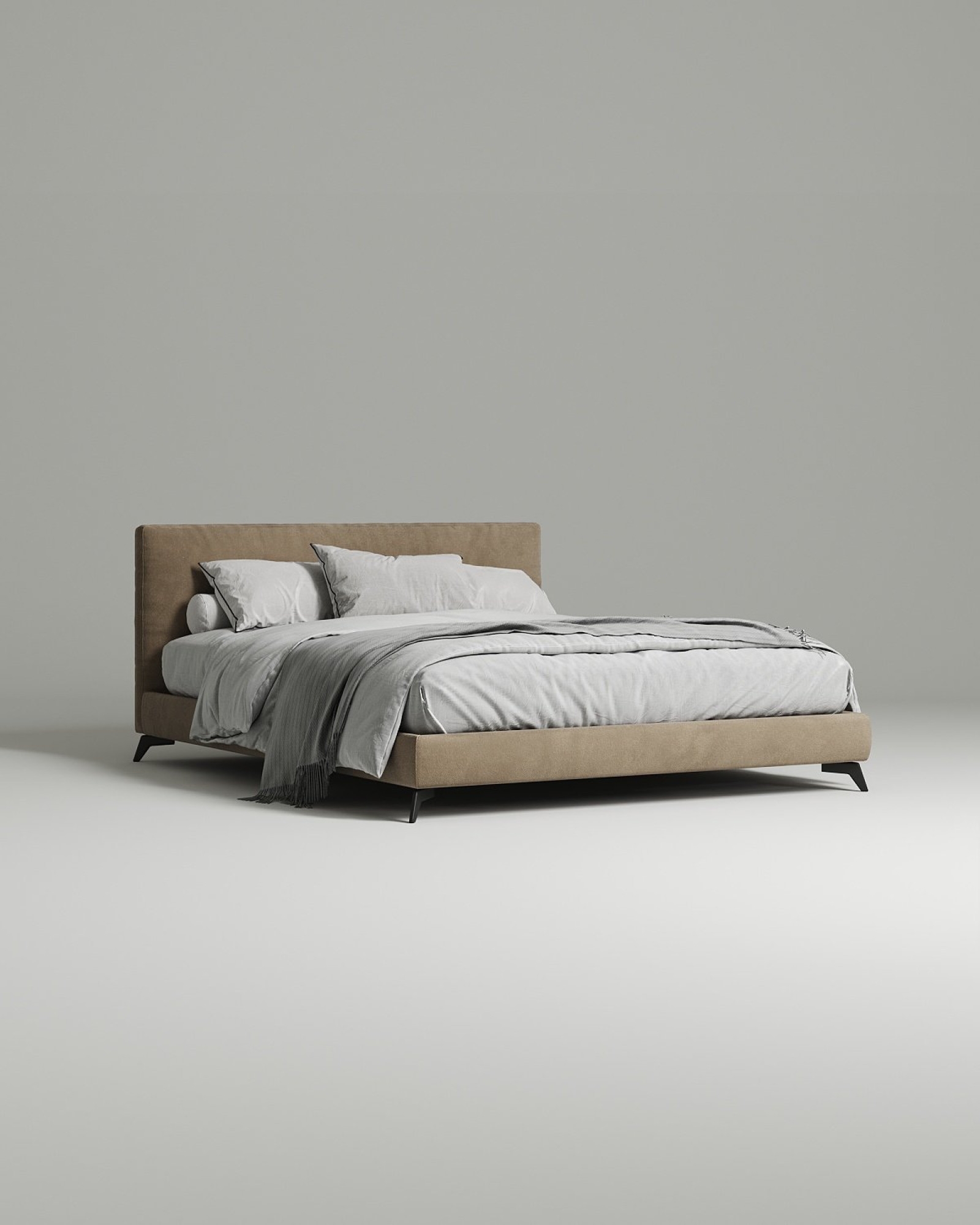 Кровать Mogen под матрас 160x200 с мягким изголовьем без ящика для белья. Материал: велюр - Velutto 21