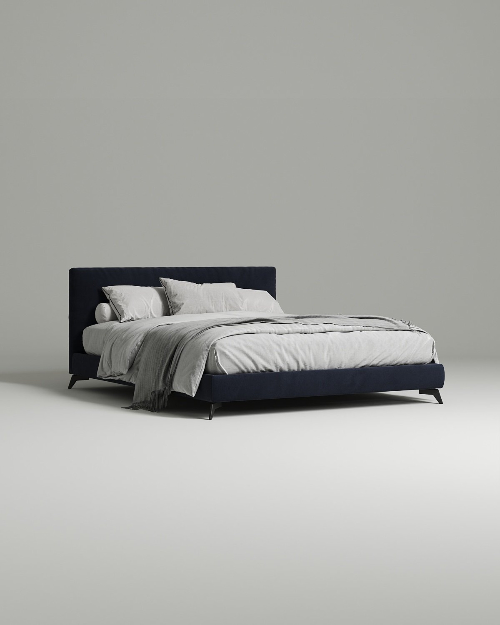 Кровать Mogen под матрас 160x200 с мягким изголовьем без ящика для белья. Материал: велюр - Velutto 26