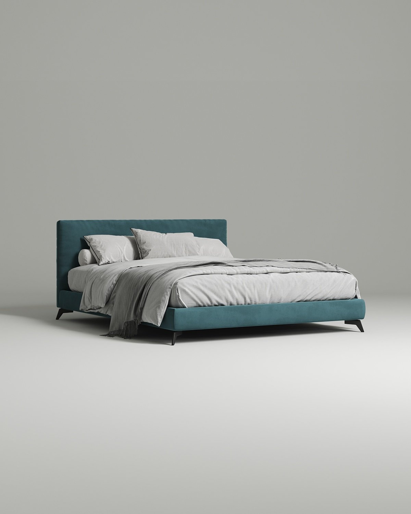 Кровать Mogen под матрас 160x200 с мягким изголовьем без ящика для белья. Материал: искусственная замша - Elixir 768