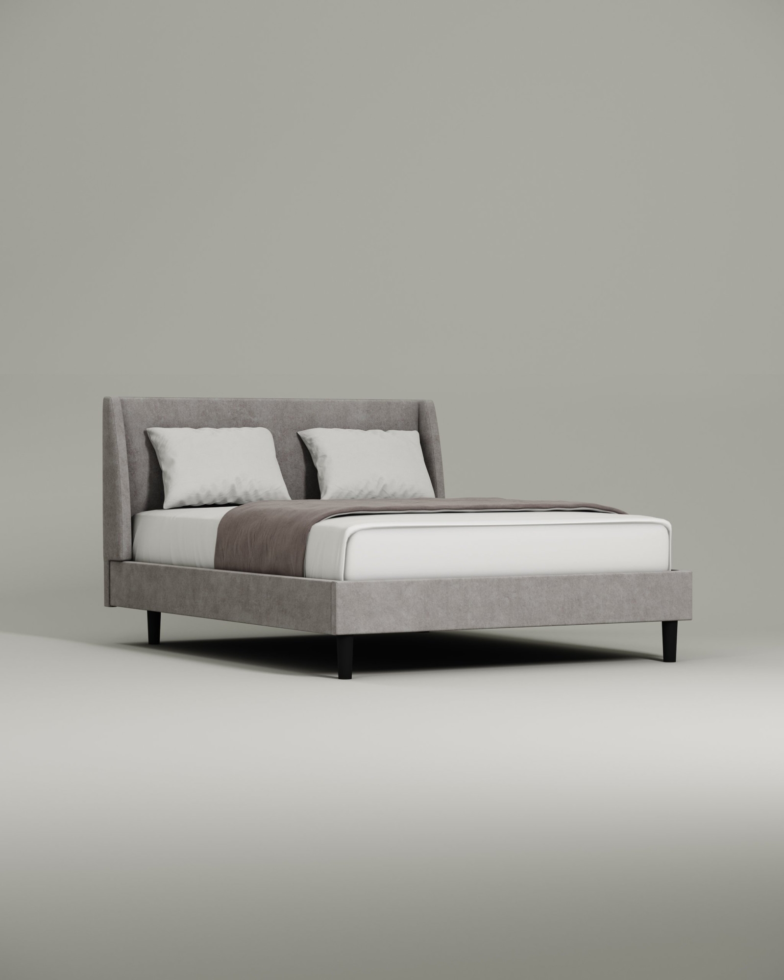 Кровать Vinni под матрас 180x200 с мягким изголовьем без ящика для белья. Материал: велюр - Velutto 52