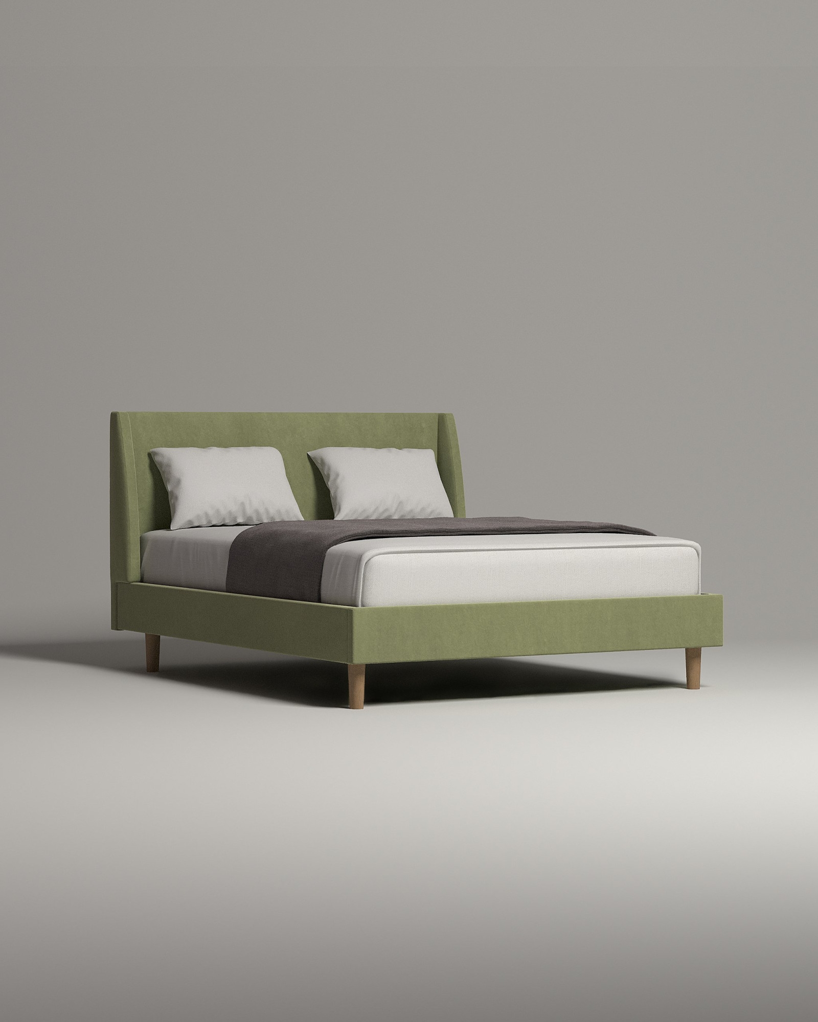 Кровать Vinni под матрас 180x200 с мягким изголовьем без ящика для белья. Материал: велюр - Velutto 30
