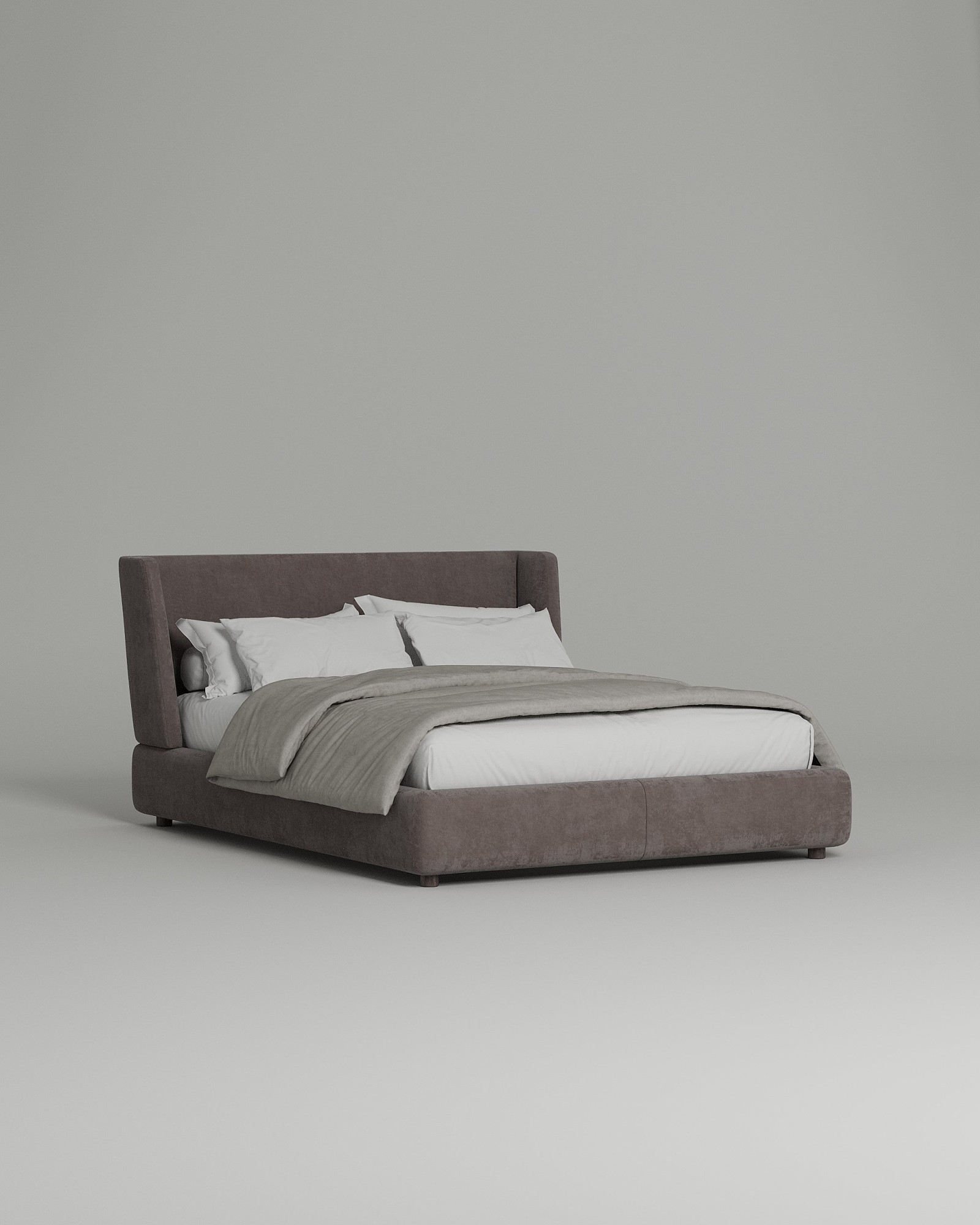 Кровать Lona под матрас 160x200 с мягким изголовьем и ящиком для хранения белья. Материал: искусственная замша - Elixir 980