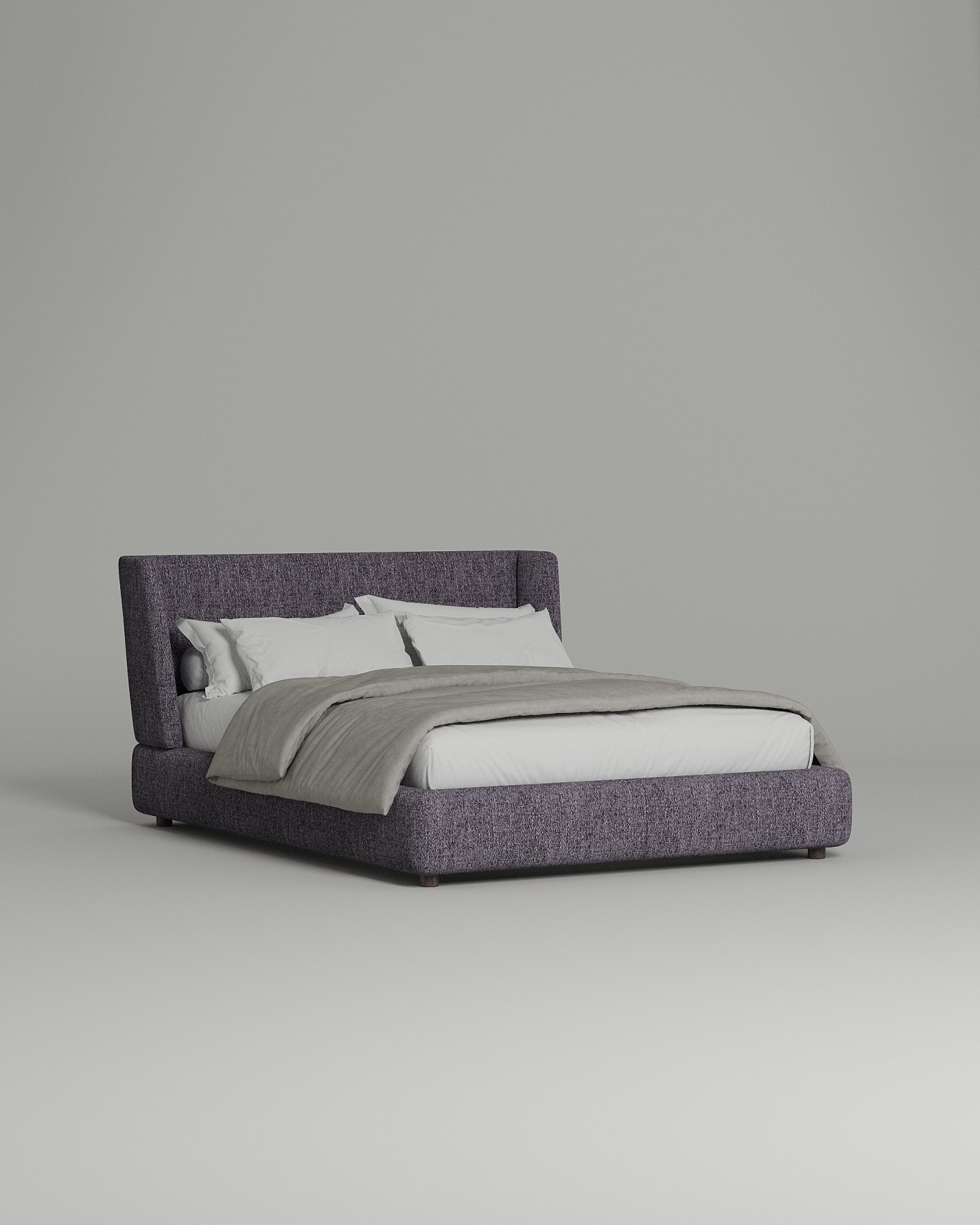 Кровать Lona под матрас 180x200 с мягким изголовьем и ящиком для хранения белья. Материал: рогожка - Mys 886