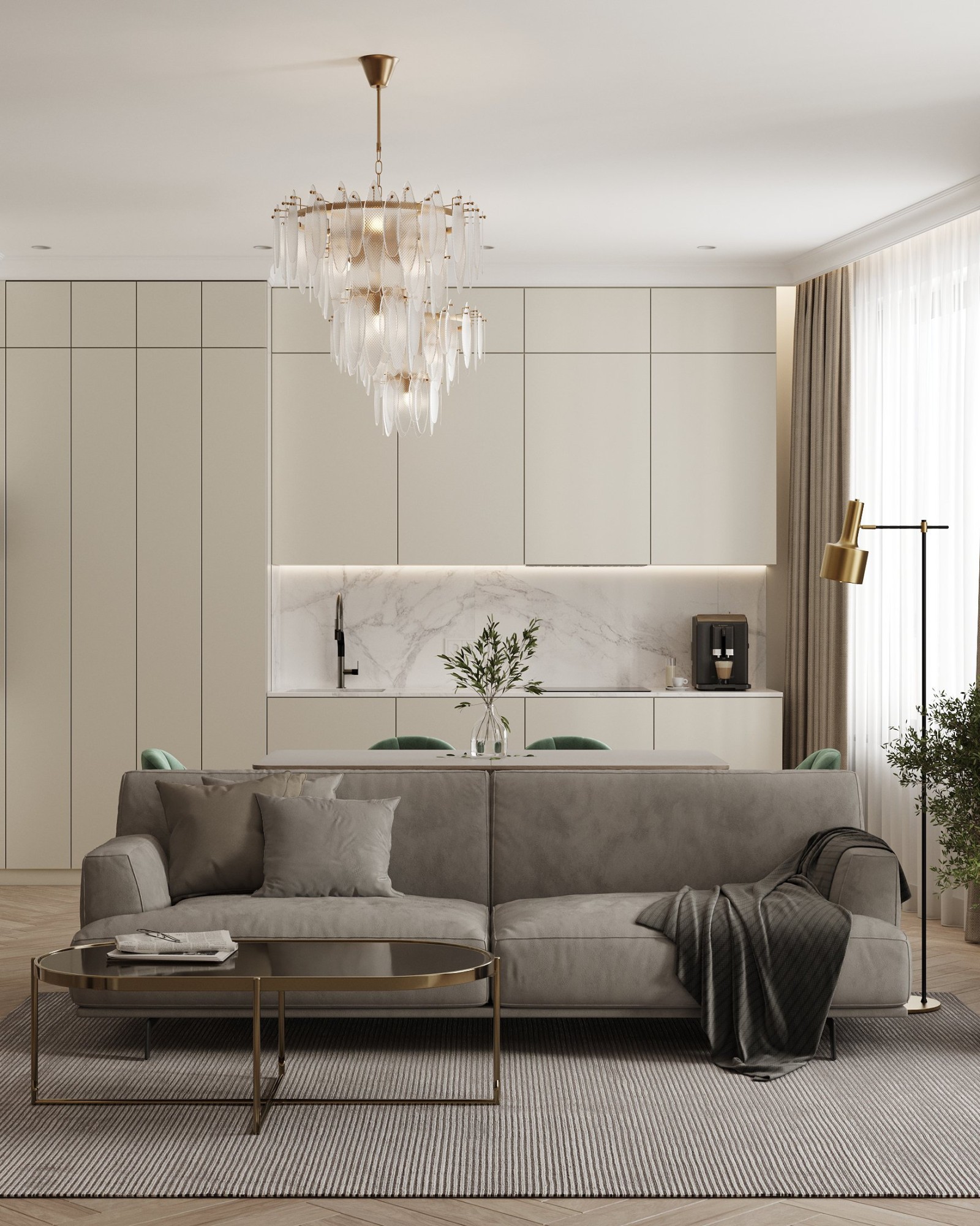 Как спланировать общее пространство кухни и гостиной?