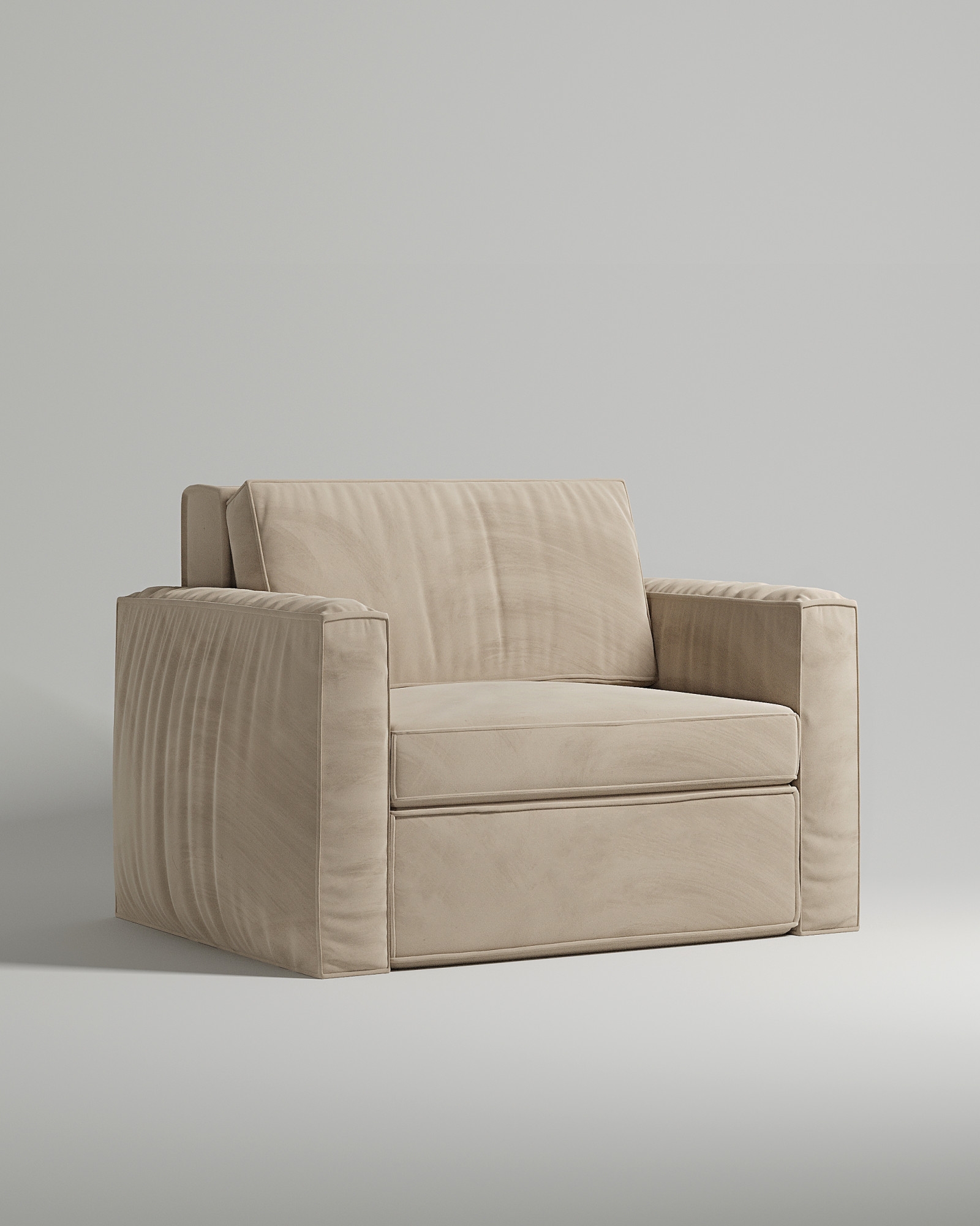 Кресло Borgen раскладное без ножек с подлокотниками (бежевый велюр) Кресло Borgen раскладное без ножек с подлокотниками (бежевый велюр - Novus 152) от Kalibroom