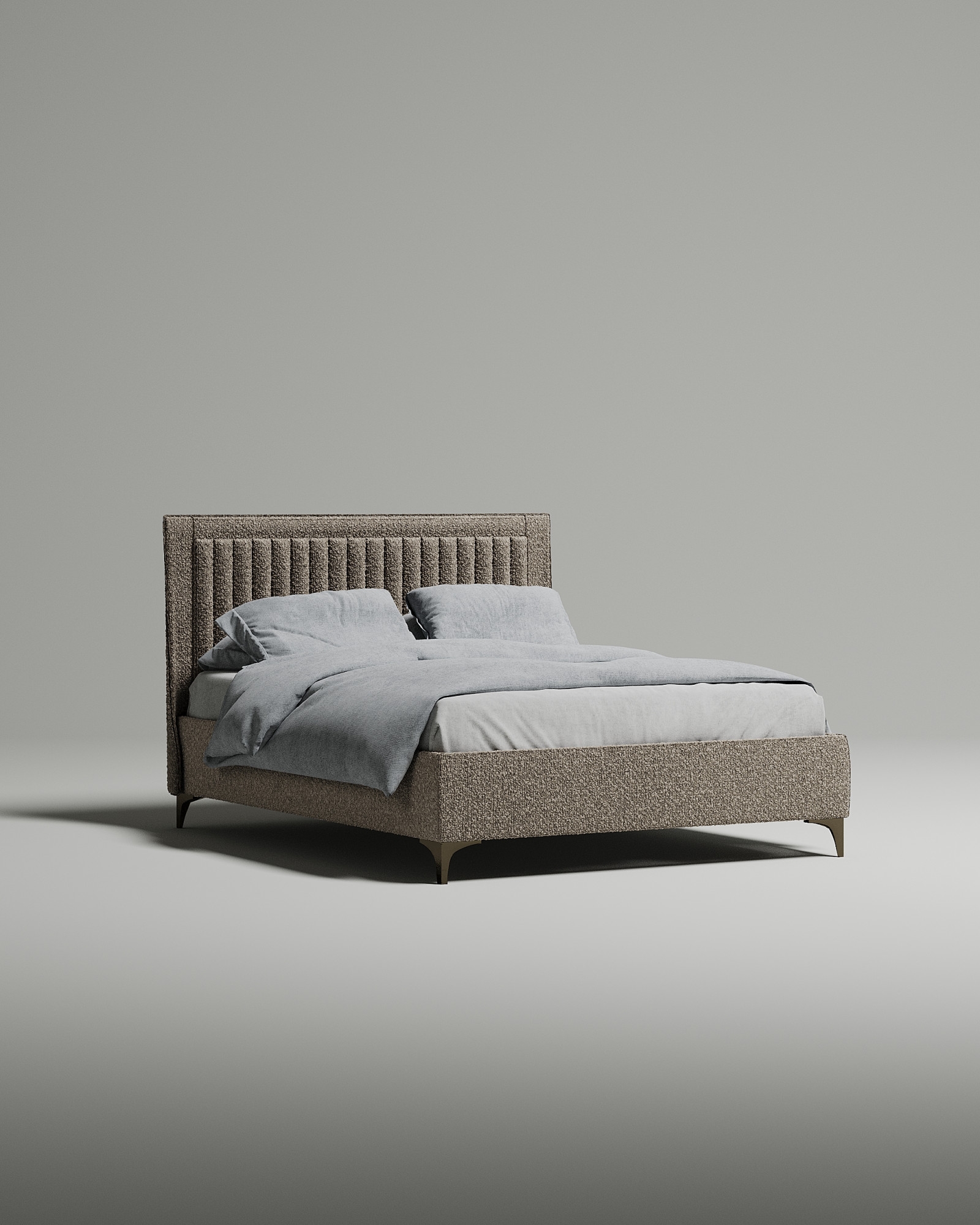 Кровать Dairy под матрас 160x200 с мягким изголовьем и ящиком для хранения белья. Материал: Lanvin 130 (букле) Кровать Dairy под матрас 160x200 с мягким изголовьем и ящиком для хранения белья. Материал: букле - Lanvin 130