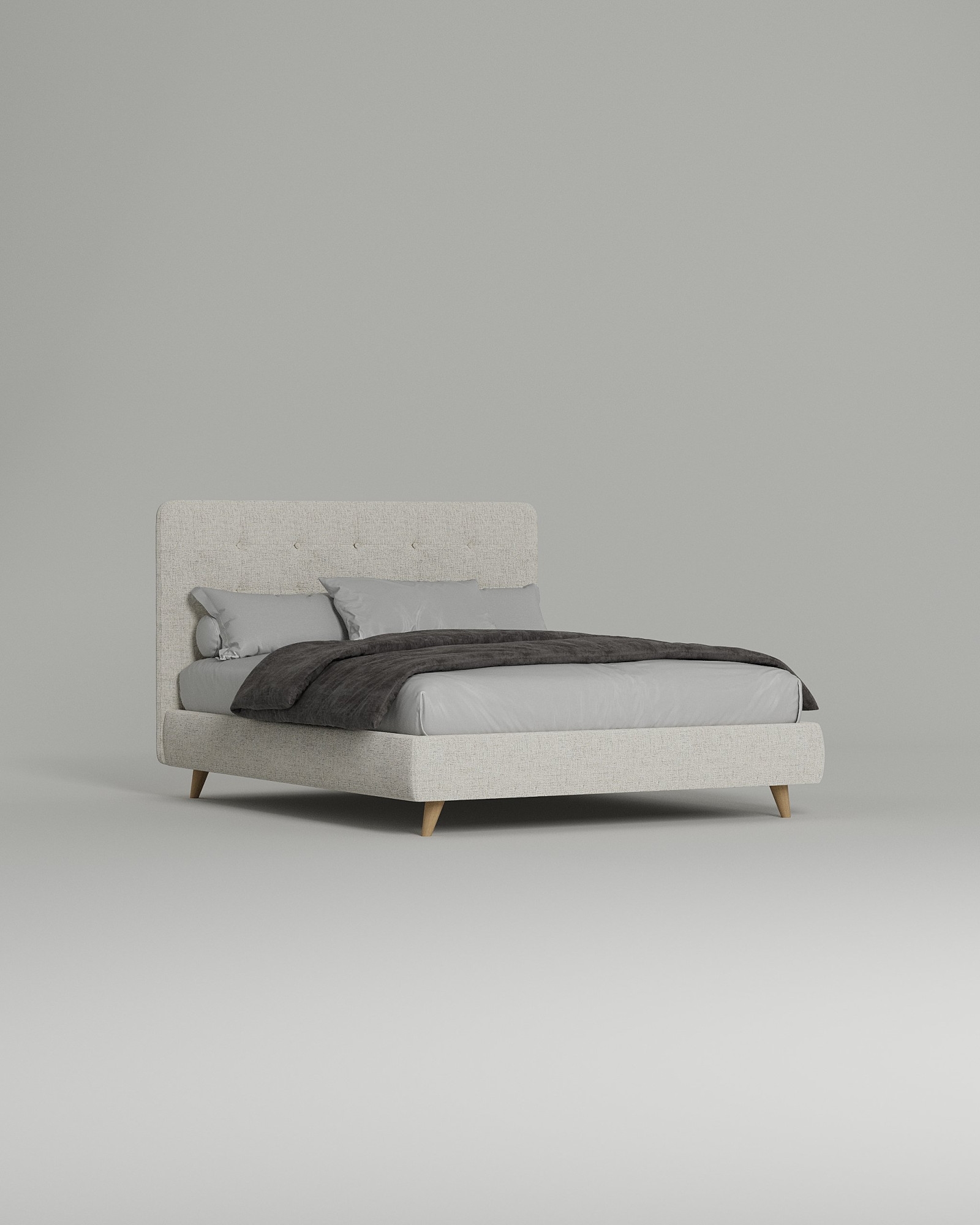 Кровать Corsica под матрас 200x200 с мягким изголовьем без ящика для белья. Материал: Romeo 01 (рогожка) Кровать Corsica под матрас 200x200 с мягким изголовьем без ящика для белья. Материал: рогожка - Romeo 01