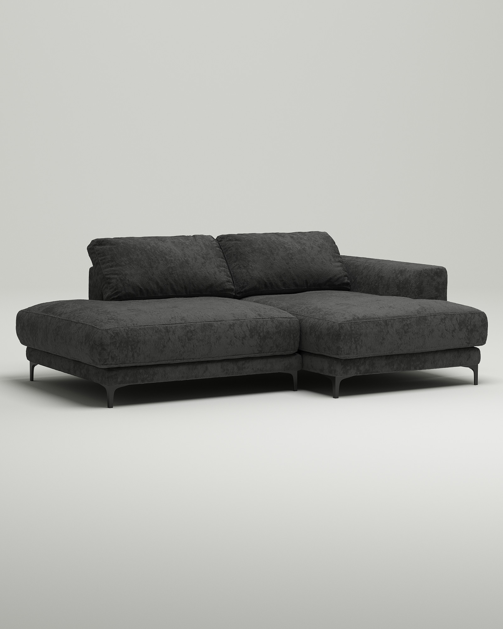 Стильный угловой диван Industrial mini. Материал: Велюр. Цвет: Черный Стильный угловой диван Industrial mini. Материал: Велюр. Цвет: Черный