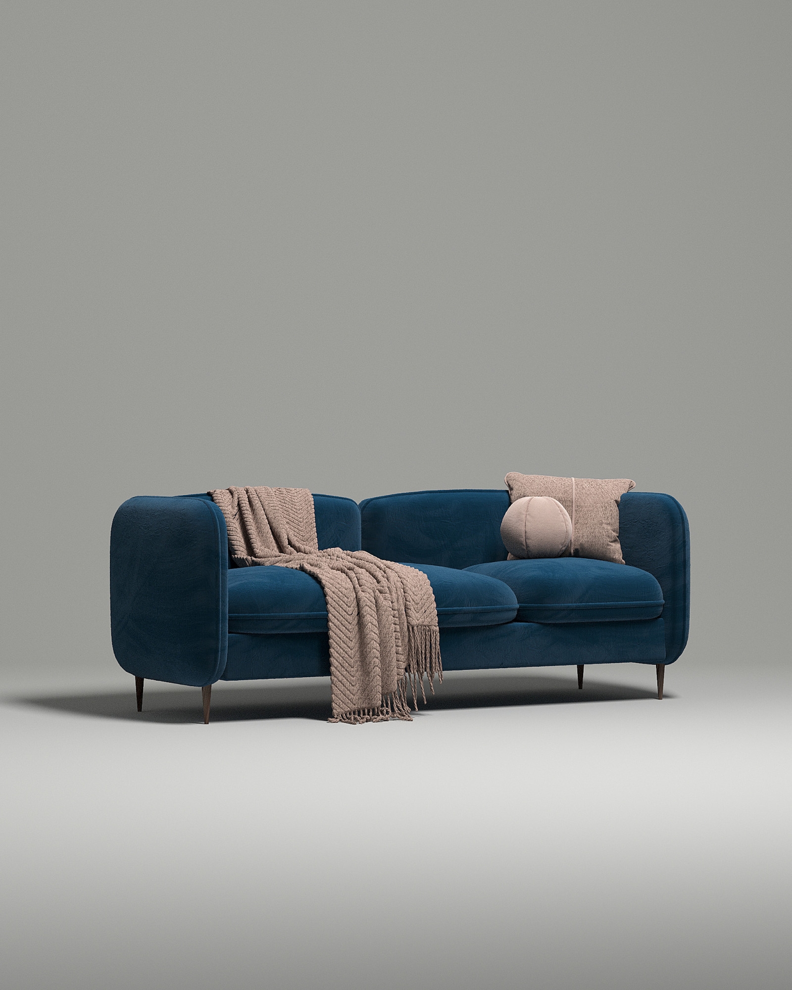 Стильный прямой диван Niko. Материал: Велюр. Цвет: Синий Стильный прямой диван Niko. Материал: Велюр. Цвет: Синий