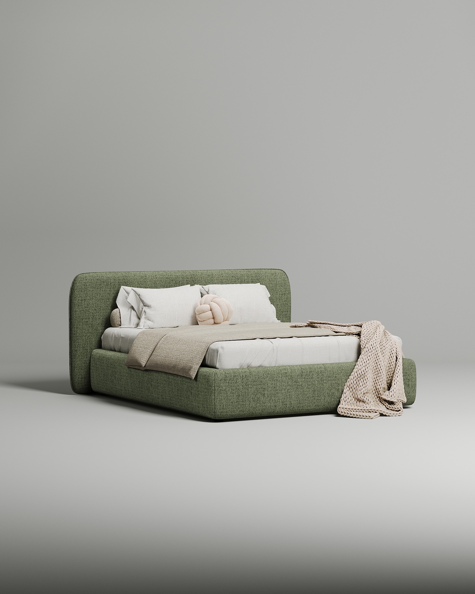 Кровать Endre под матрас 160x200 с мягким изголовьем и ящиком для хранения белья. Материал: Mys 695 (рогожка) Кровать Endre под матрас 160x200 с мягким изголовьем и ящиком для хранения белья. Материал: рогожка - Mys 695