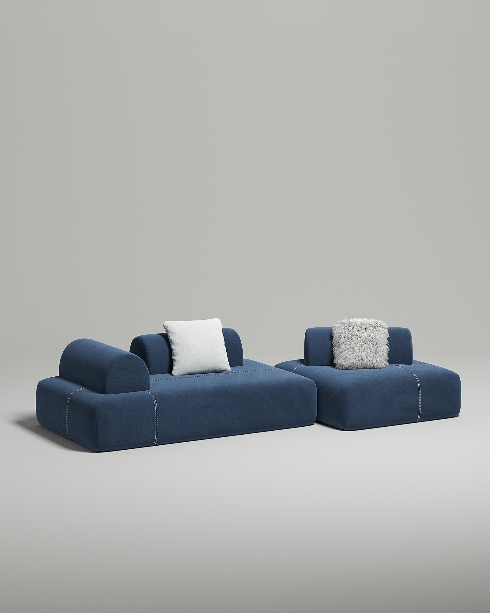 Стильный модульный диван Vandeman. Материал: Велюр. Цвет: Синий Стильный модульный диван Vandeman. Материал: Велюр. Цвет: Синий