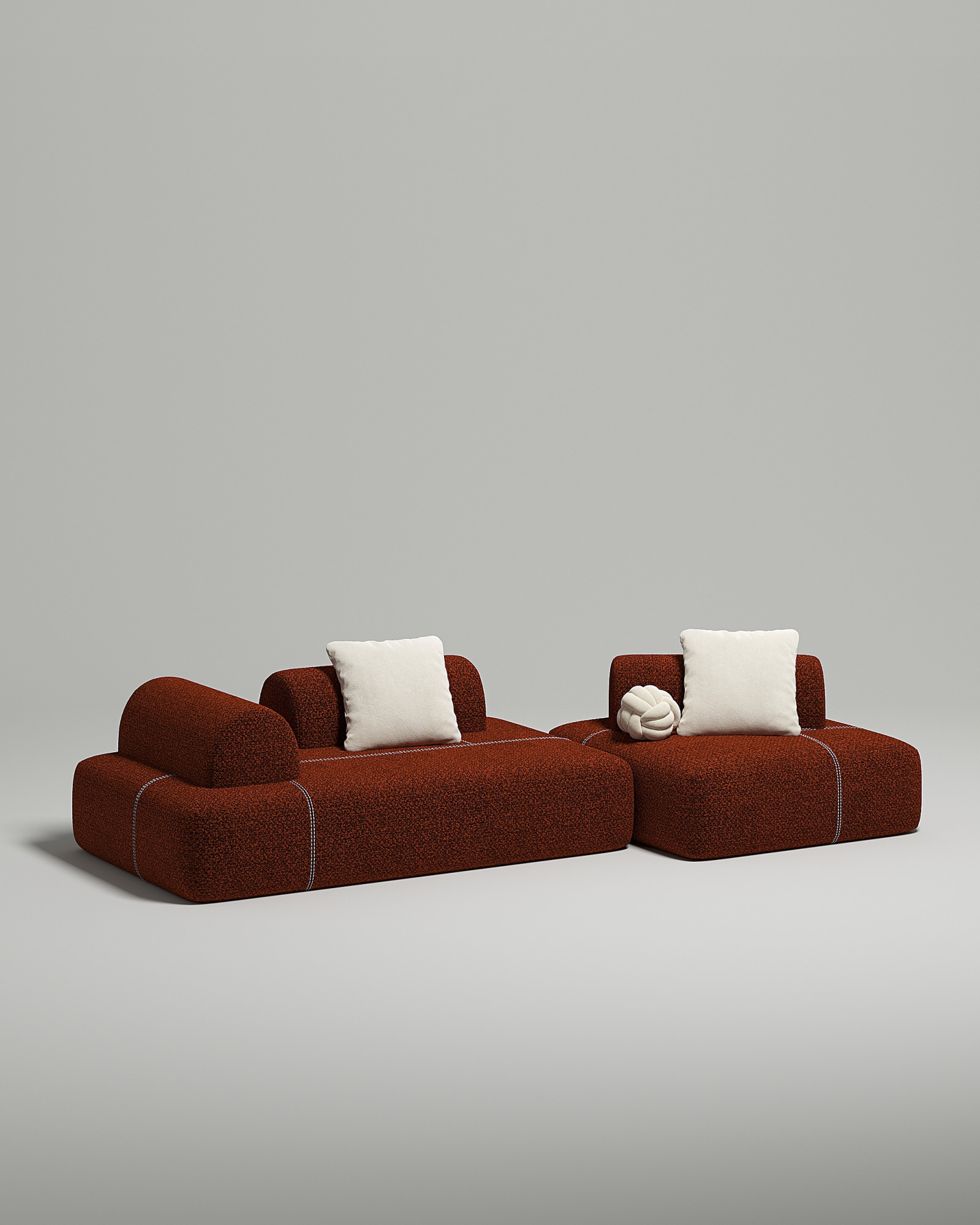 Стильный модульный диван Vandeman. Материал: Букле. Цвет: Терракотовый Стильный модульный диван Vandeman. Материал: Букле. Цвет: Терракотовый