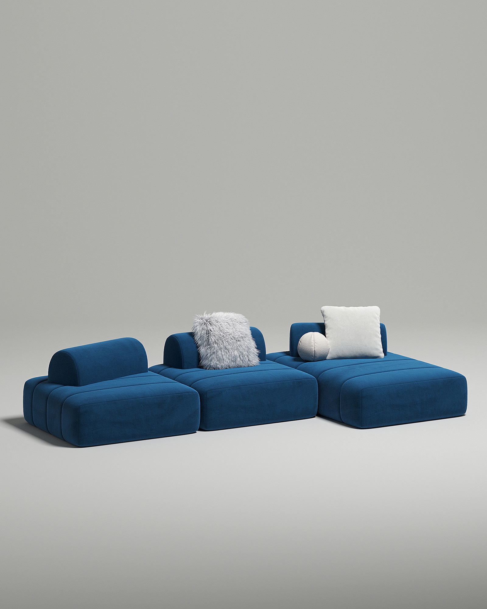 Стильный модульный диван Vandeman угловой. Материал: Велюр. Цвет: Синий Стильный модульный диван Vandeman угловой. Материал: Велюр. Цвет: Синий